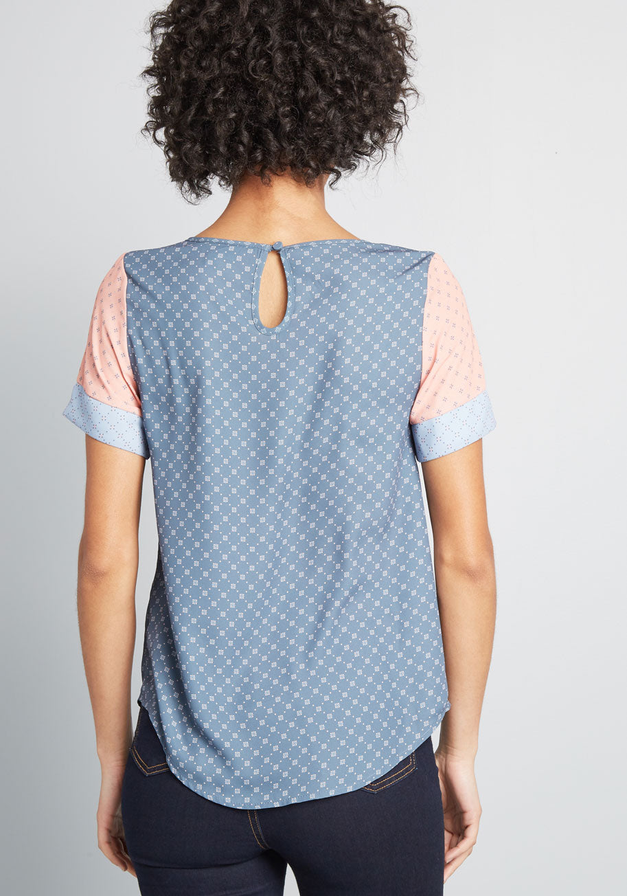 Fresh Mixed Daily Short Sleeve Blouse for Women - Casual Summer Tops - Perfect for Office, Dating & Vacation Outfits