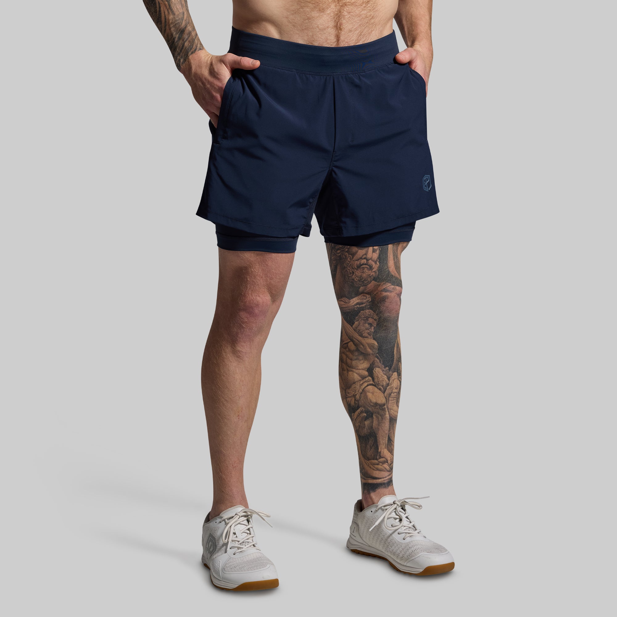Versatile 5-Inch Compression Shorts for Men - BP Navy Color - Perfect for Running, Gym Workouts & Active Lifestyle