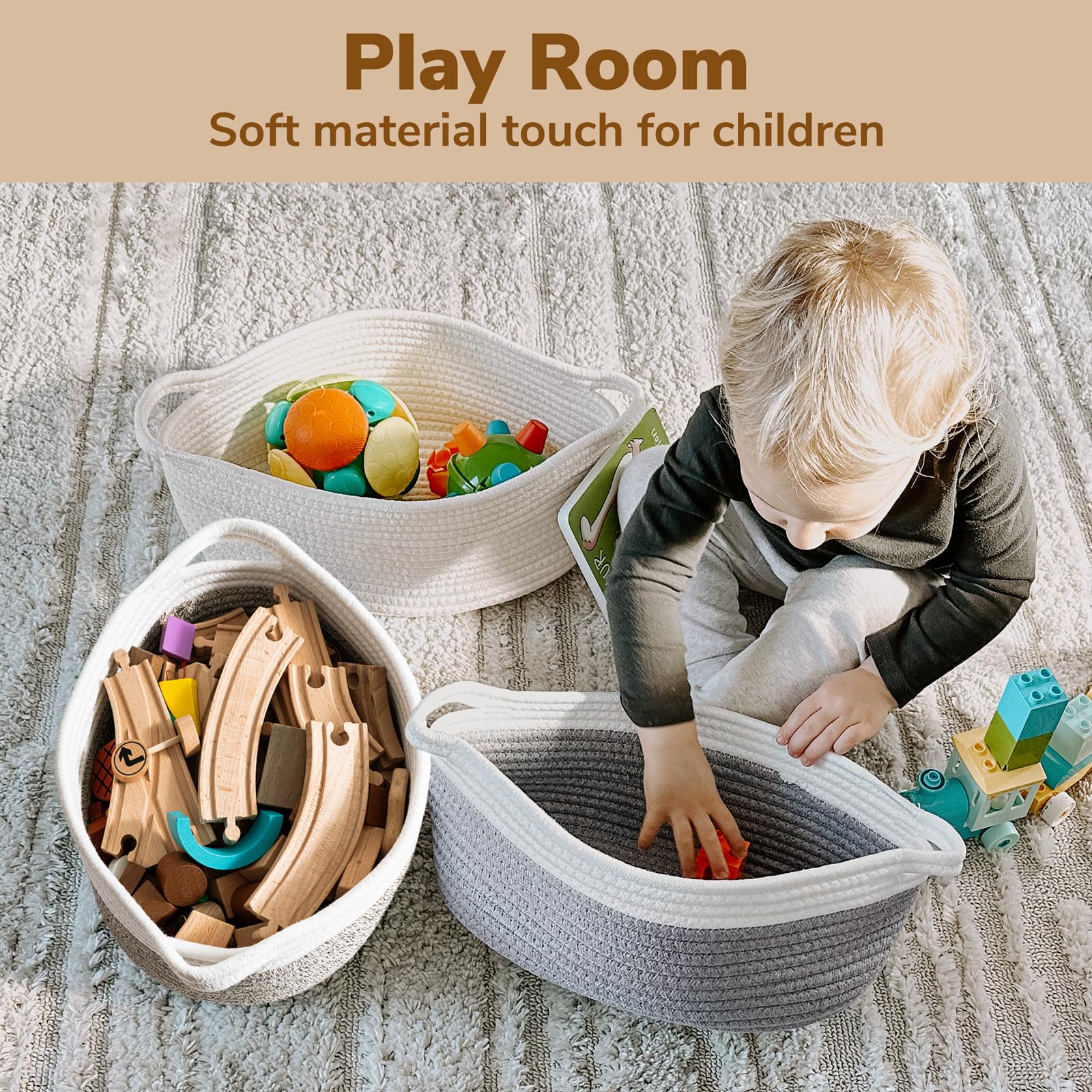 Goodpick Small Woven Storage Baskets with Handles - 12