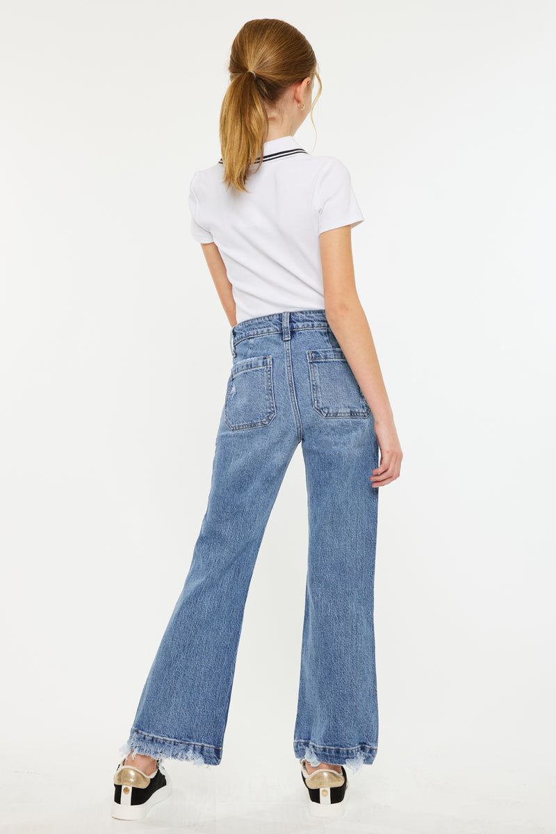 Sherri High Rise Wide Leg Flare Jeans for Kids - Trendy & Comfortable Denim Pants for Girls, School, Playdates & Everyday Wear
