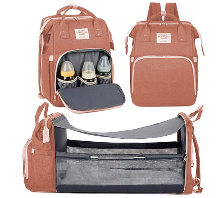 Multifunctional Diaper Bag Backpack for Moms & Dads - Large Baby Essentials Travel Backpack with Changing Station, Waterproof & Spacious (Pink) - Perfect for Travel, Walks, and Everyday Parenting Needs