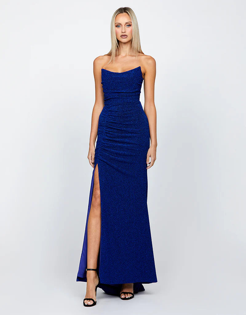 Lynndon Scoop High Split Maxi Dress - Elegant Long Sleeve V-Neck Evening Gown for Women | Perfect for Cocktail Parties, Date Nights & Formal Events