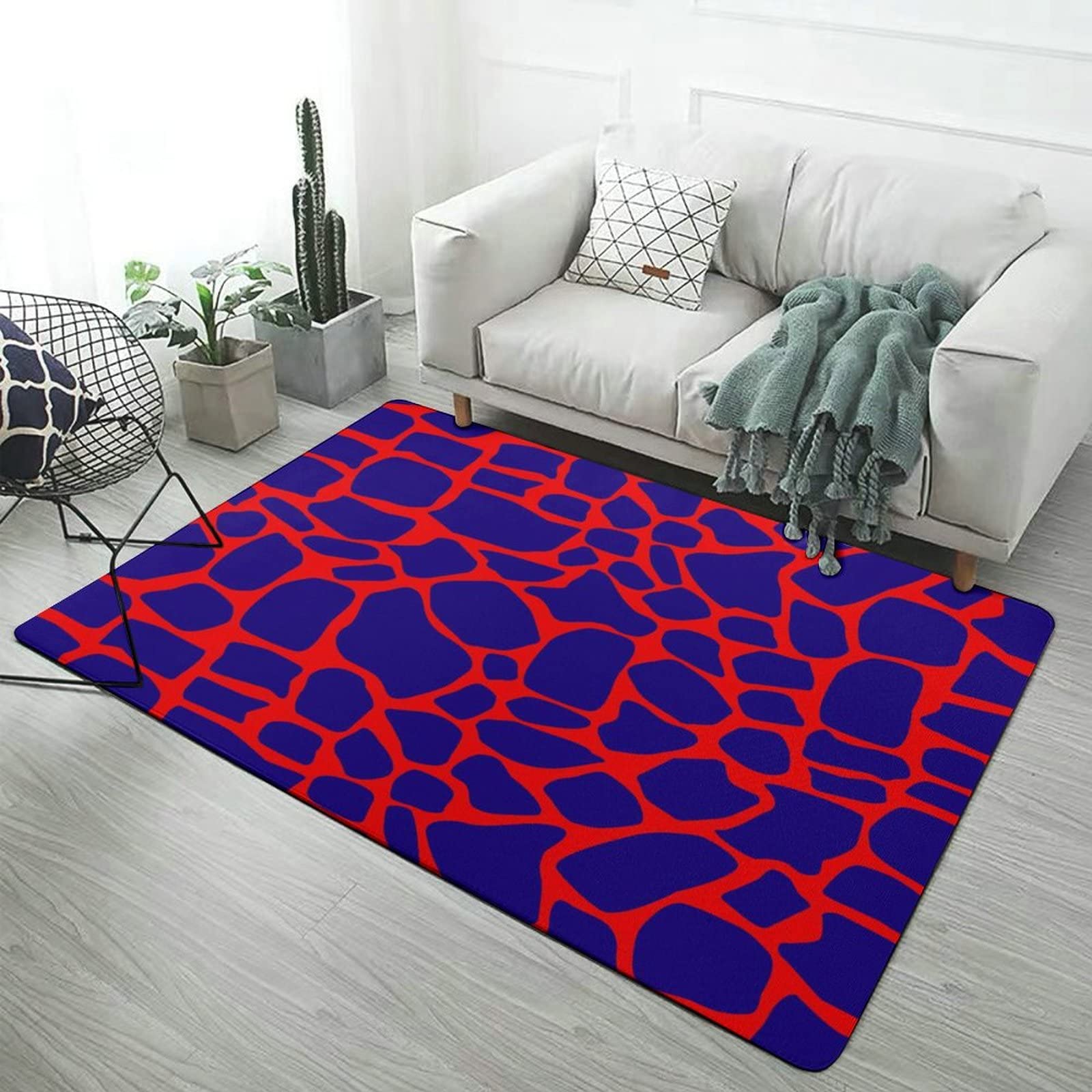 Soft Giraffe Print Animal Skin Texture Rug - 5x6.5ft Non-Slip Kids Play Mat for Nursery, Bedroom & Living Room | Foldable Floor Carpet for Girls, Teens, Dorm Decor | Perfect for Playrooms, Dining Areas & Cozy Spaces