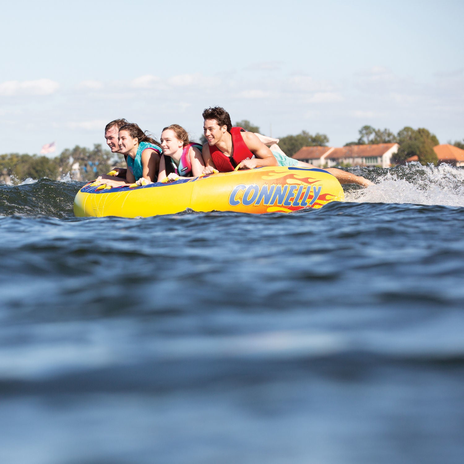 Connelly 4 Rider Convertible Towable Tube - Inflatable Water Tube for Boating, Lakes & Beach Fun - Perfect for Family & Friends Outings