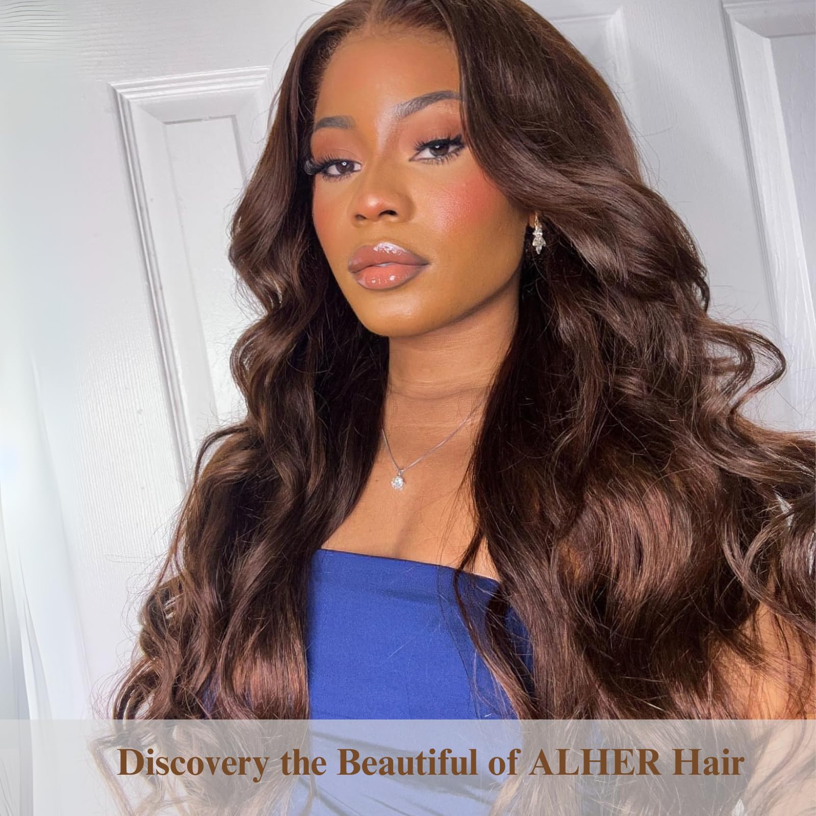 ALHER 10A 100% Unprocessed Virgin Remy Hair Bundles - Chocolate Brown #4 Body Wave with 4x4 HD Lace Closure (16/18/20+16 inches) | Soft, Thick & Natural Looking | Perfect for Everyday Wear, Special Occasions & Protective Styles