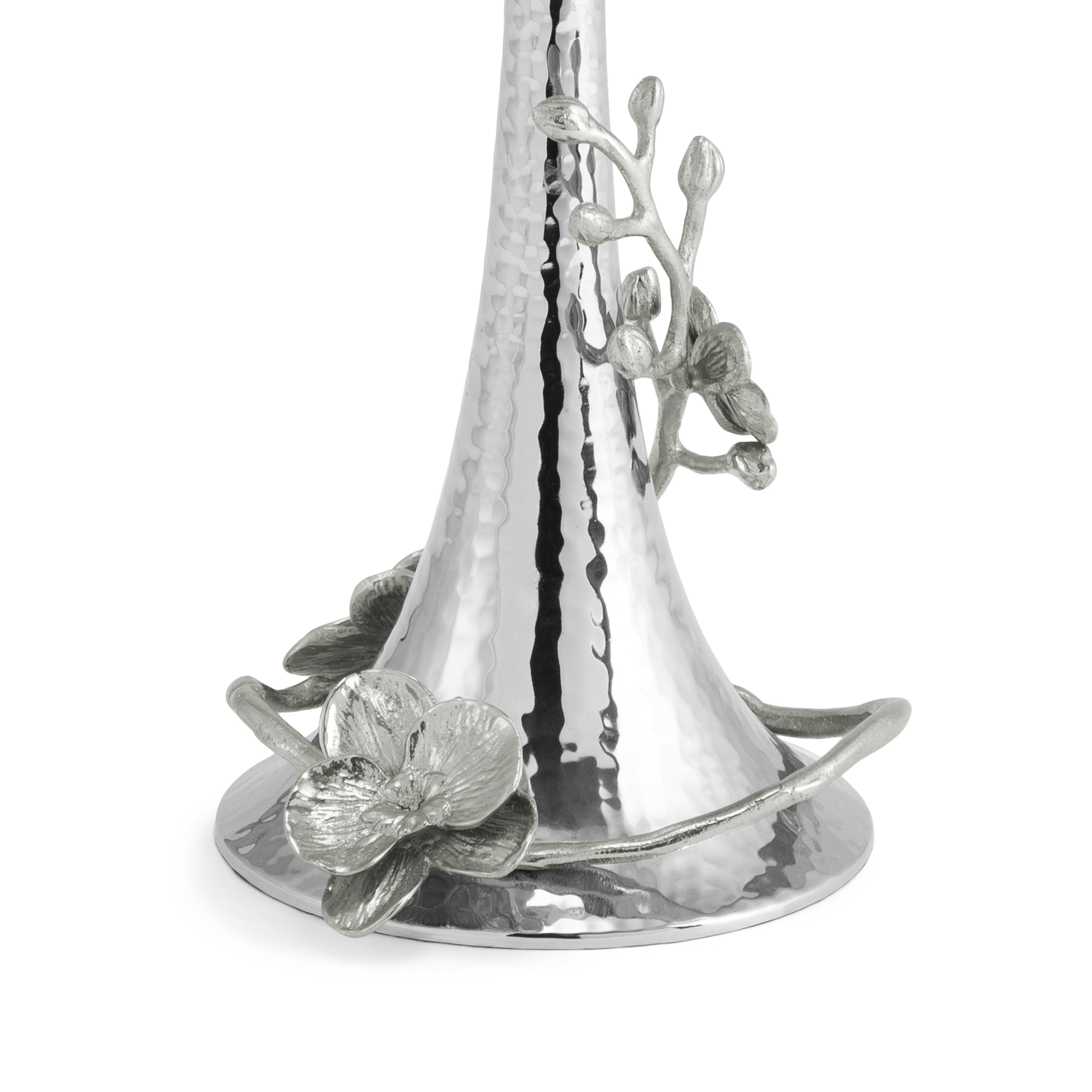 Elegant White Orchid Candle Holders - Set of 2 for Wedding Centerpieces, Romantic Dinner Decor & Home Fragrance Display