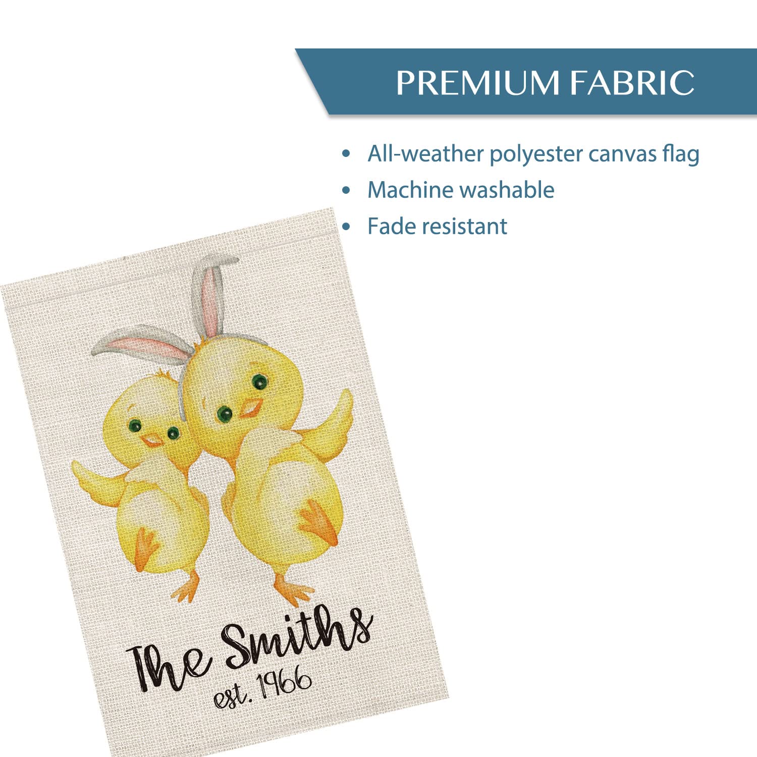 Custom Easter Spring Garden Flag - Personalized Family Name with Chicks & Bunny Design - Double Sided 12x18 Inch Rustic Farmhouse Decor - Perfect for Outdoor Yard, Porch & Spring Holiday Decoration