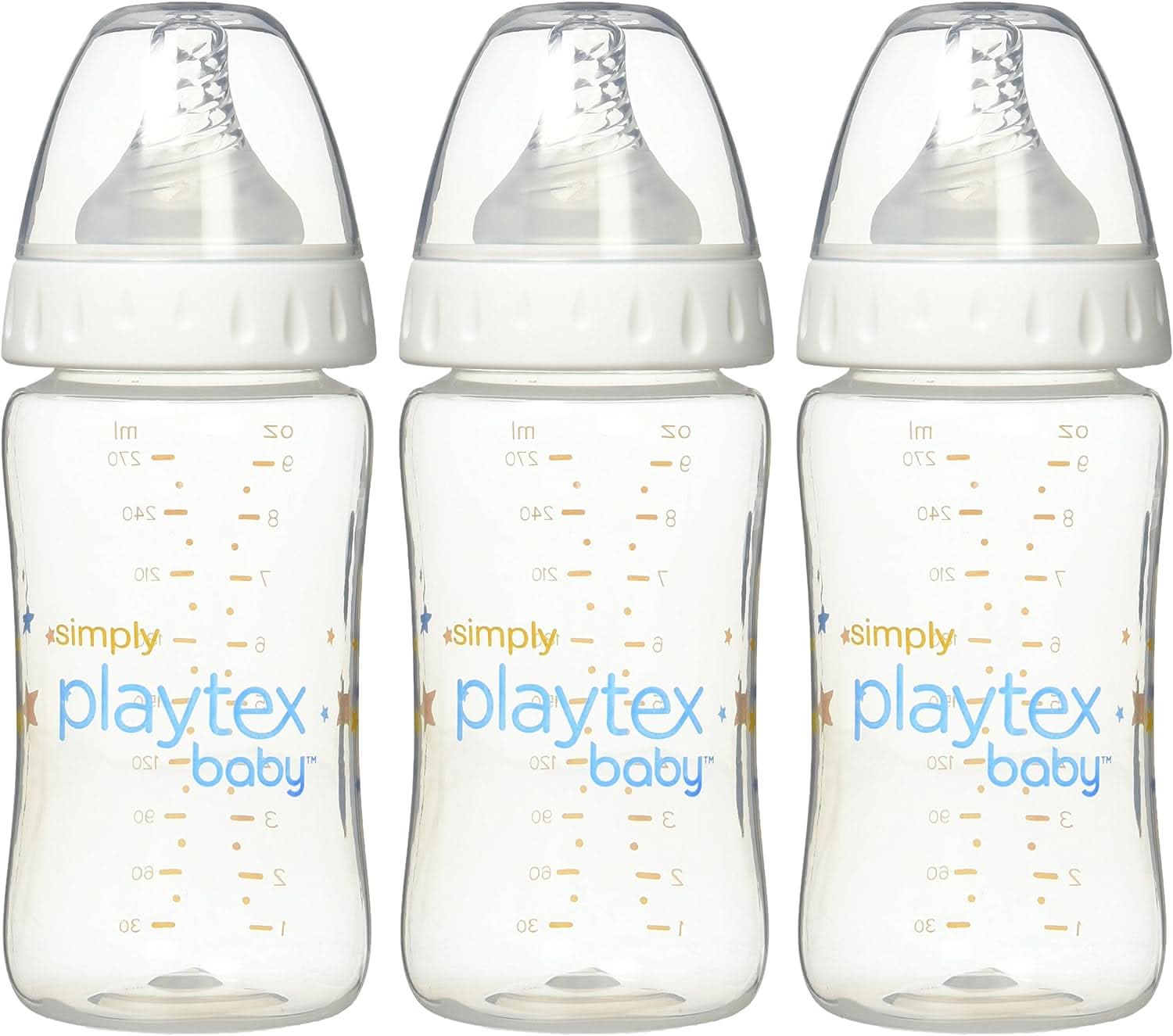 Playtex Complete Tummy Comfort Baby Bottles - 9oz, Anti-Colic, BPA-Free - Perfect for Newborns & Infants Feeding at Home or On-the-Go