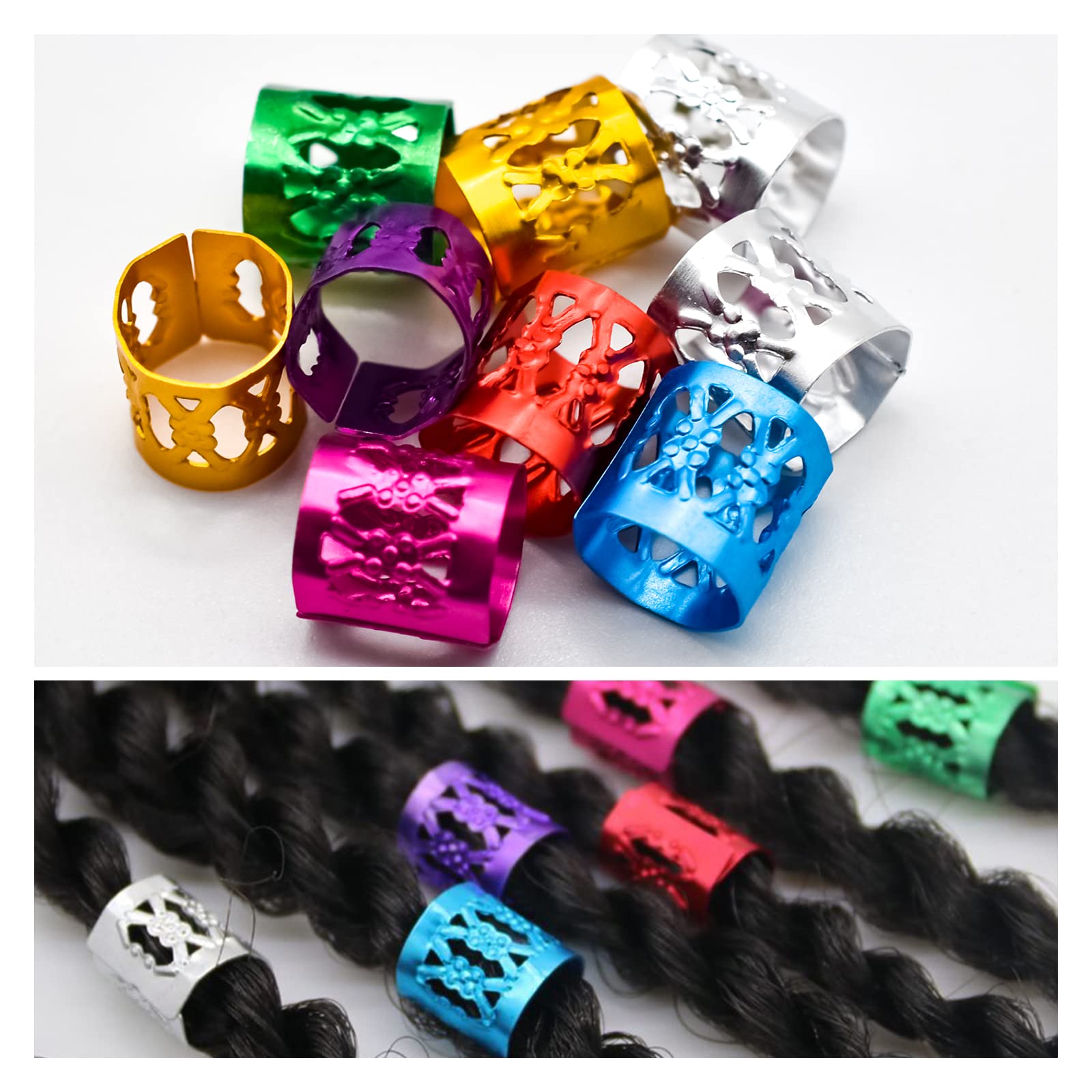 Skyzone 150PCS Women's Hair Jewelry Set - Braids Accessories with Metal Cuffs, Hair Rings, Shell Charms & Star Pendants for Dreadlocks & Braiding | Perfect for Boho, Festival & Everyday Hairstyles