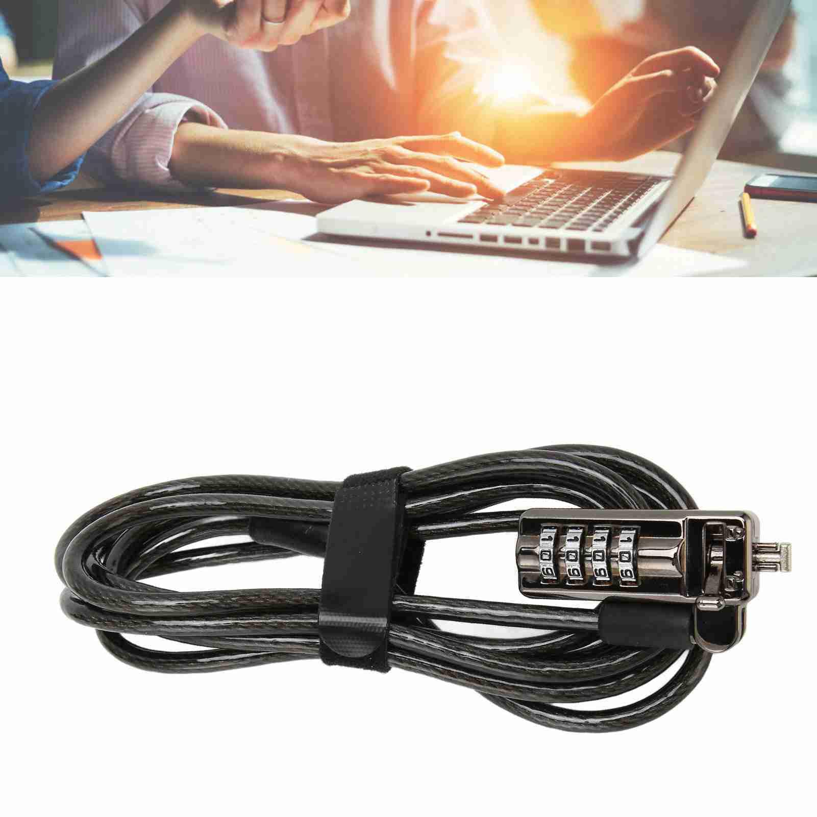 Garsent 4 Digit Combination Laptop Cable Lock - Anti Theft Security Lock with Adjustable Cable for HP Lenovo Dell NANO Hole Laptops (Black) - Perfect for Office, School, Coffee Shop & Travel Protection