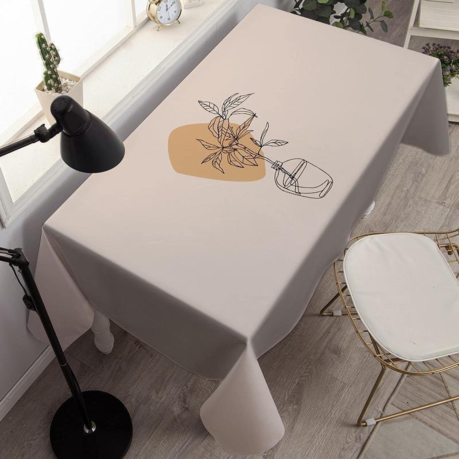 LIUJIU Cotton Linen Tablecloth - 79x94 Inches Rectangular Pure Color Kitchen Table Cover, Washable & Wrinkle-Resistant for Dining Room, Party, and Outdoor Picnic Decor