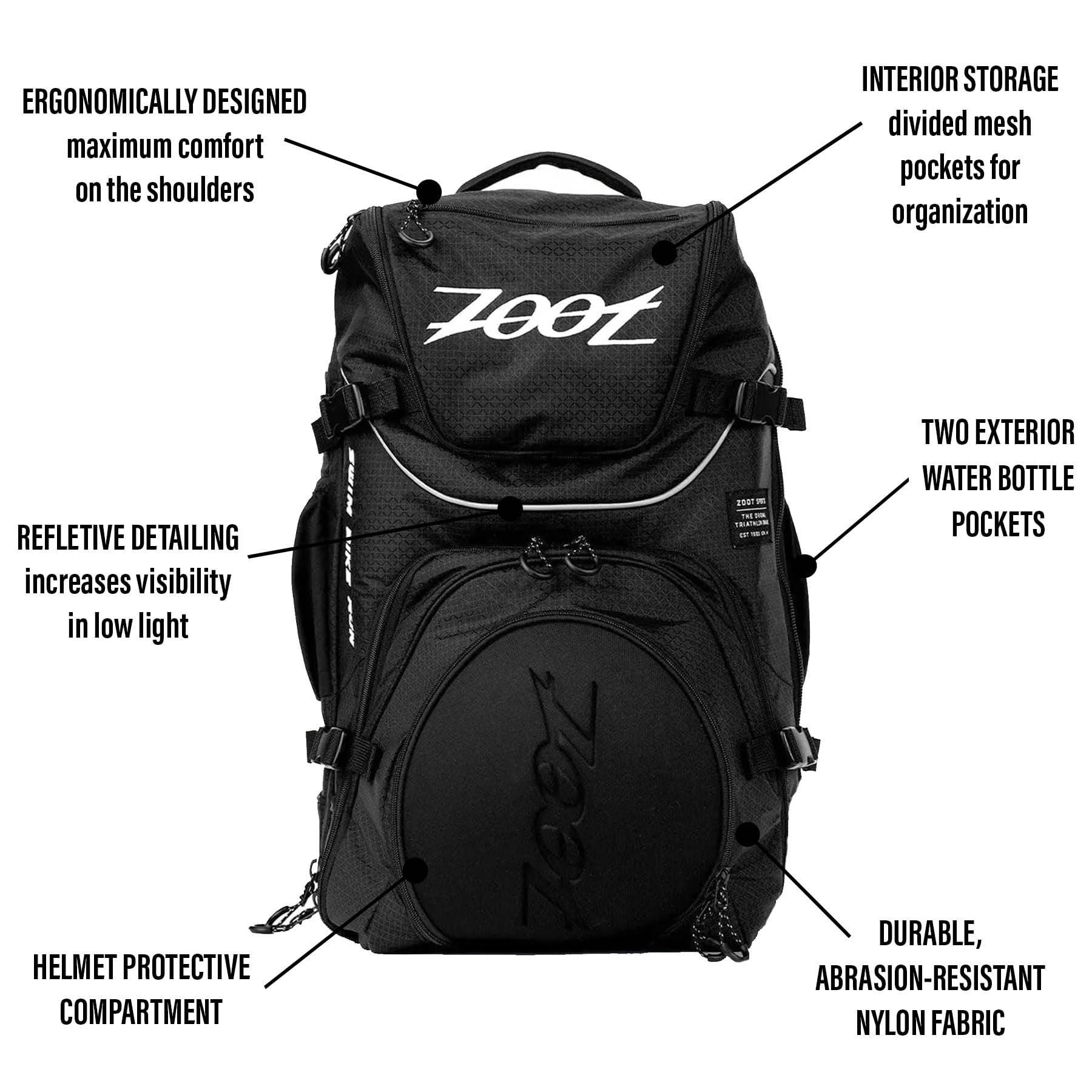 Zoot Ultra Tri Bags - Durable Triathlon Transition Bag with Multiple Storage Compartments, Waterproof Gym Bag for Men & Women - Perfect for Swim, Bike, Run Races & Workouts