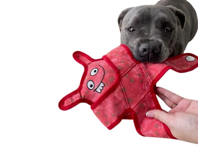 BoxDog Tough Durable Dog Toys for Aggressive Chewers - Multi-Layered Interactive Chew Toys for Pulling, Fetch & Tug of War - Christmas Red Monster Design for Large & Small Dogs - Perfect for Indoor Play, Outdoor Training & Bonding Activities