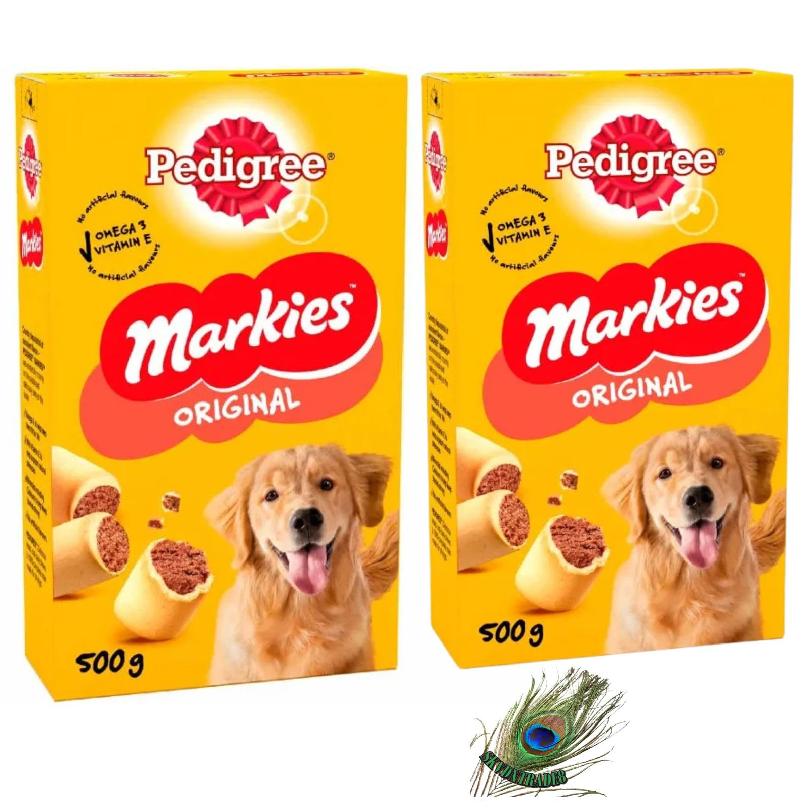 Pedigree Markies Marrowbone Dog Treats - 500g x 2 Pack of Crunchy Biscuit Snacks for Training & Rewarding Dogs - Perfect for Small, Medium & Large Breeds