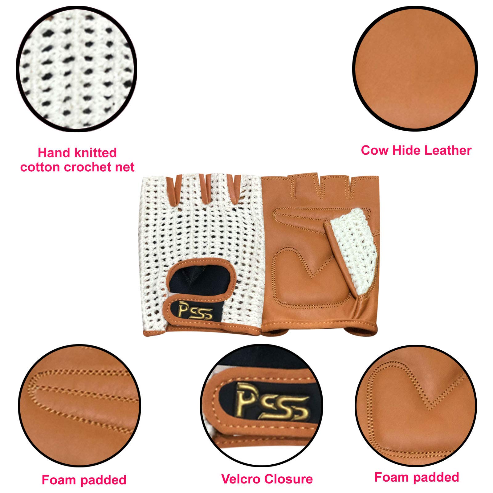 Breathable Fingerless Padded Cycling Gloves for Biking, Fitness & Gym Workouts - Tan with White Mesh, Medium Size | Ideal for Cycling, Weightlifting & Cross Training