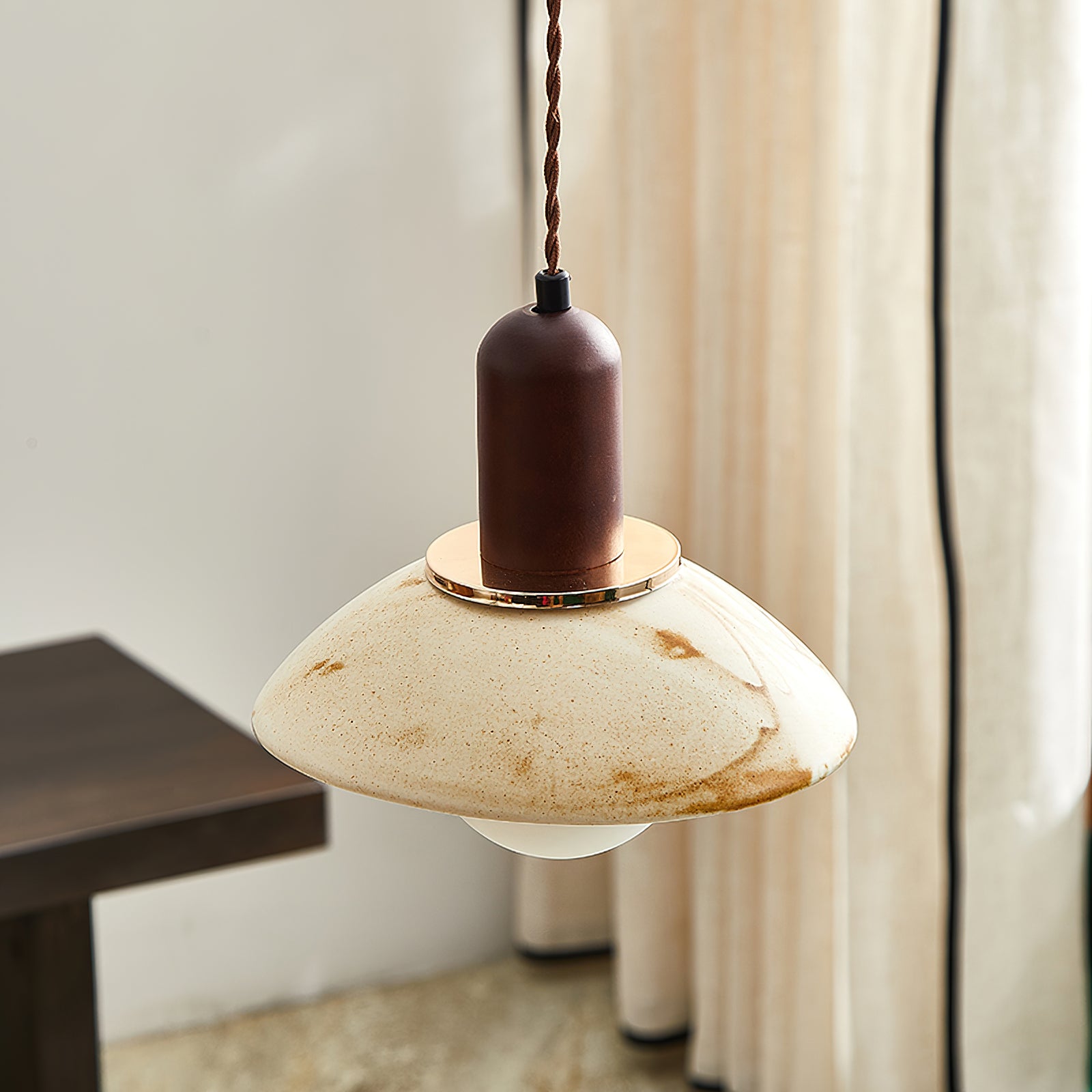 Handmade Ceramic Pendant Light with Cup Lid Design - Modern Boho Ceiling Fixture for Kitchen, Dining Room & Cafe Decor