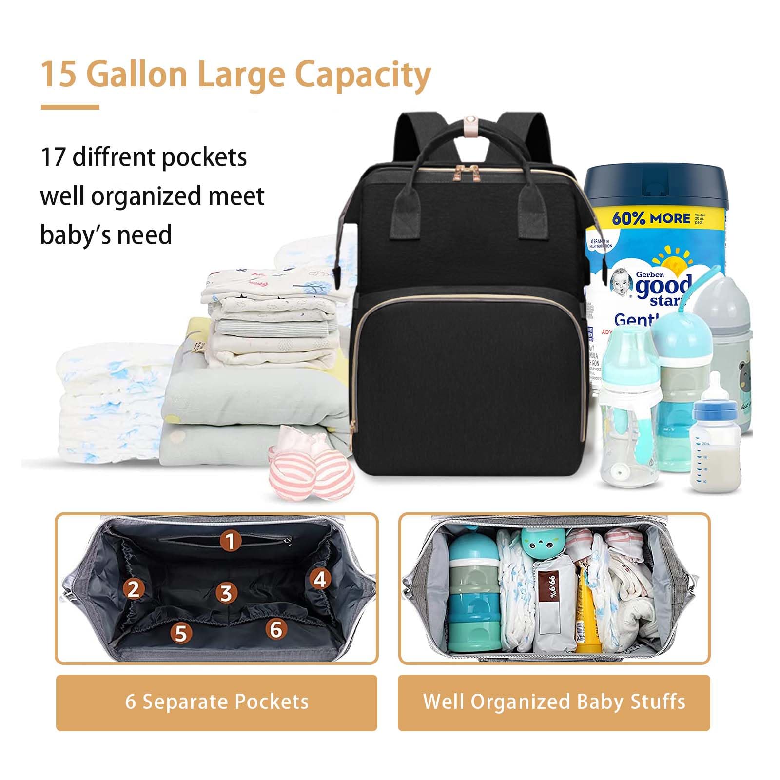 **CtopxCone Diaper Bag Backpack with Changing Station – Multifunctional Baby Travel Backpack for Parents – Perfect for Daycare, Travel & On-the-Go Parenting**