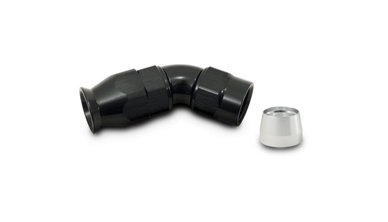 VIBRANT PERFORMANCE 45 Degree High Flow PTFE Hose End Fitting - High Pressure Fuel & Oil Line Connector for Automotive, Marine & Industrial Applications