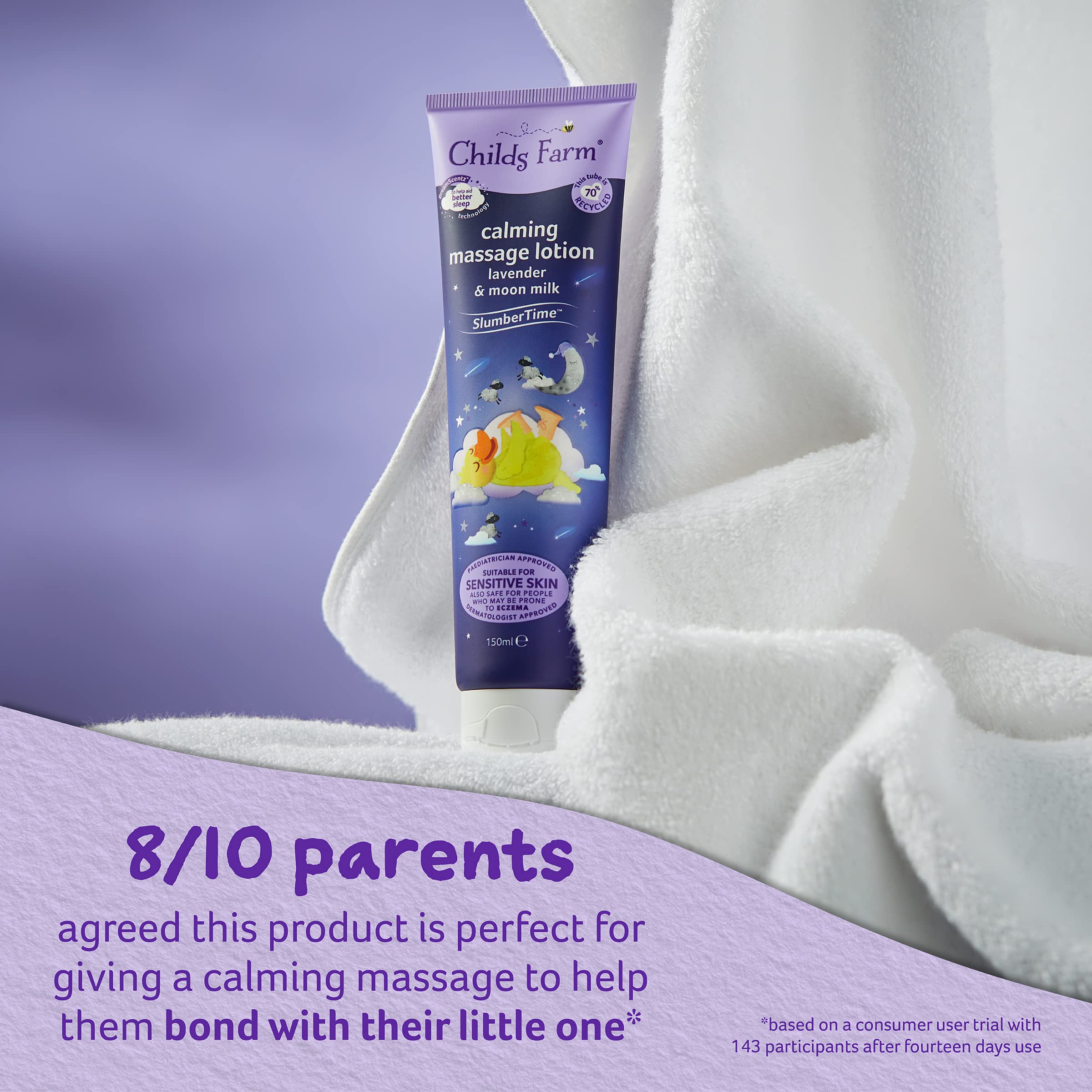 Childs Farm Slumber Time Sleep Calming Massage Lotion - Lavender & Moon Milk for Babies with Dry, Sensitive & Eczema-Prone Skin - 150ml | Perfect for Bedtime Routine & Relaxing Baby Massage