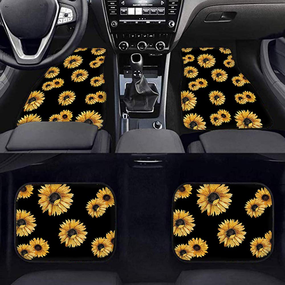 JEOCODY Moon Stars Car Floor Mats - 4 Piece Set, Anti-Slip Rubber All-Weather Floor Liners for Front & Rear Seats, Heavy Duty Dust Protection - Perfect for SUVs, Sedans & Trucks (Home, Office & Travel Use)
