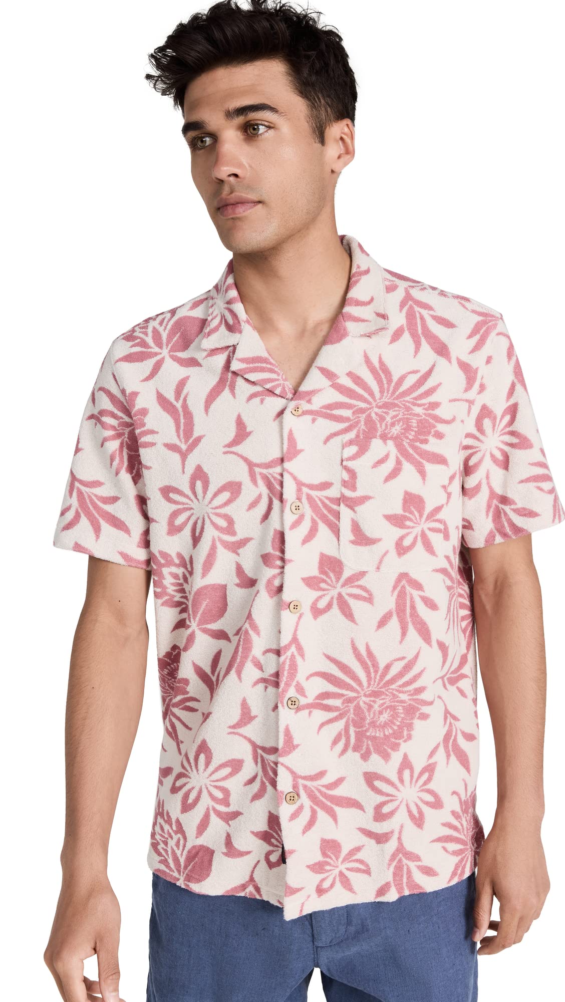 Faherty Men's Cabana Terry Shirt - Lightweight Breathable Beachwear for Summer Vacation & Poolside Relaxation