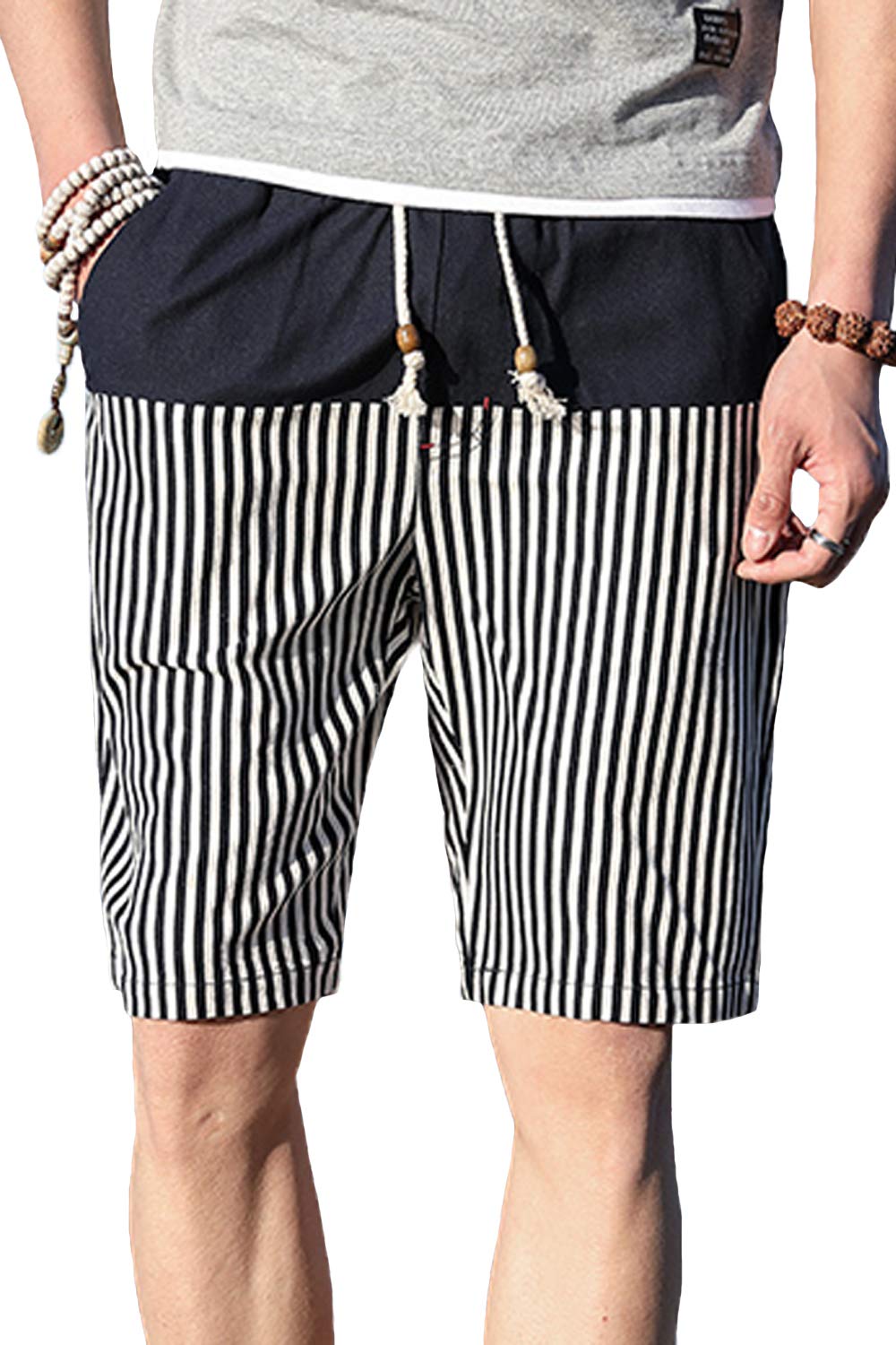 Vintage Linen Printed Bermuda Shorts for Men - Breathable Casual Beach Shorts with Surfing & Workout Style | Perfect for Outdoor Activities, Summer Vacations, and Water Sports