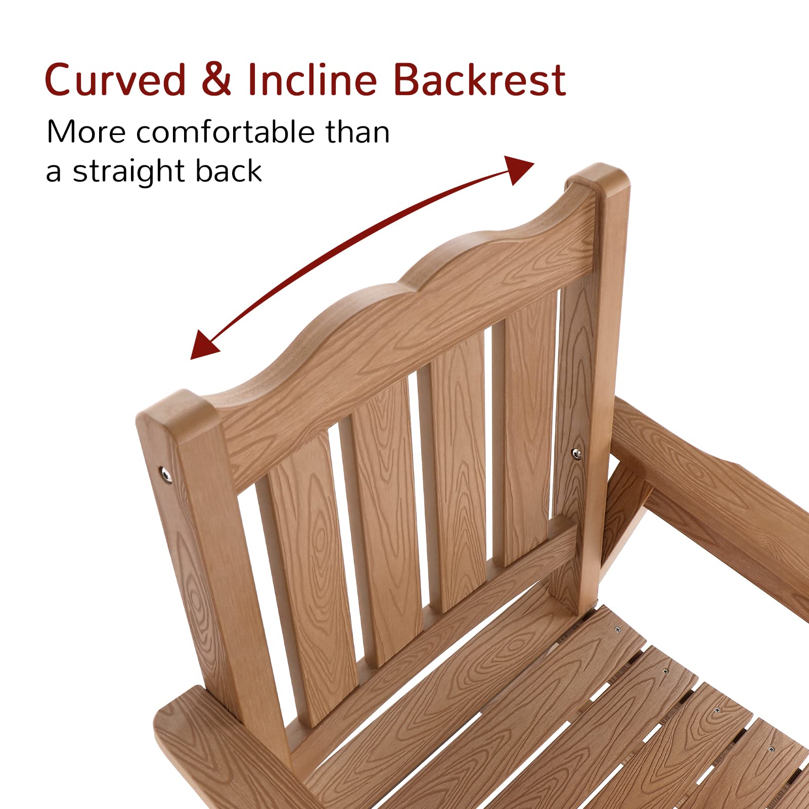 Stoog All-Weather Patio Chair - 400 lbs Weight Capacity - Real Wood Look Outdoor Furniture for Deck, Pool & Backyard - Perfect for Relaxing in Garden or by Swimming Pool