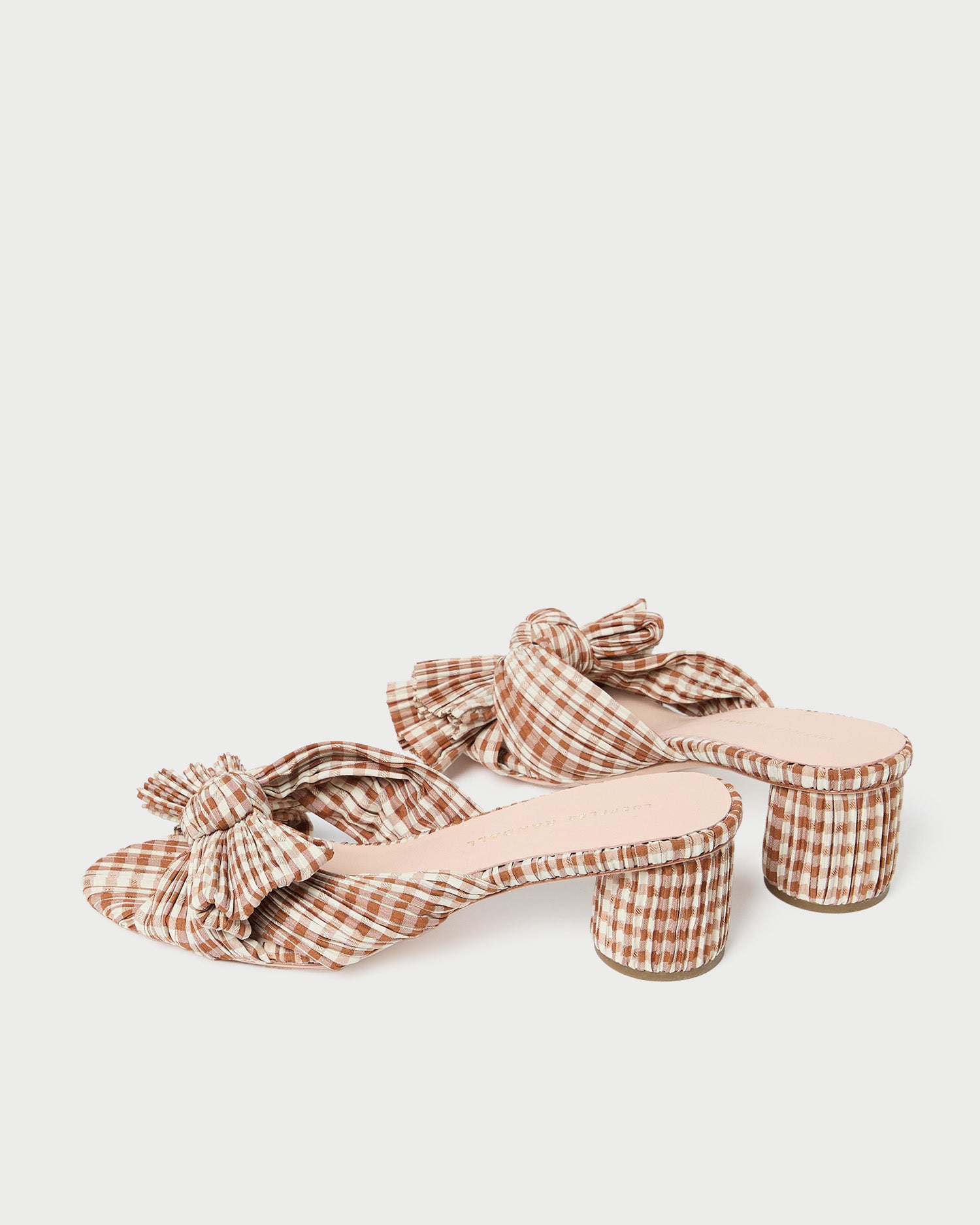 Emilia Brown Gingham Bow Heel - Stylish Women's Block Heel Sandals for Summer, Weddings & Outdoor Events