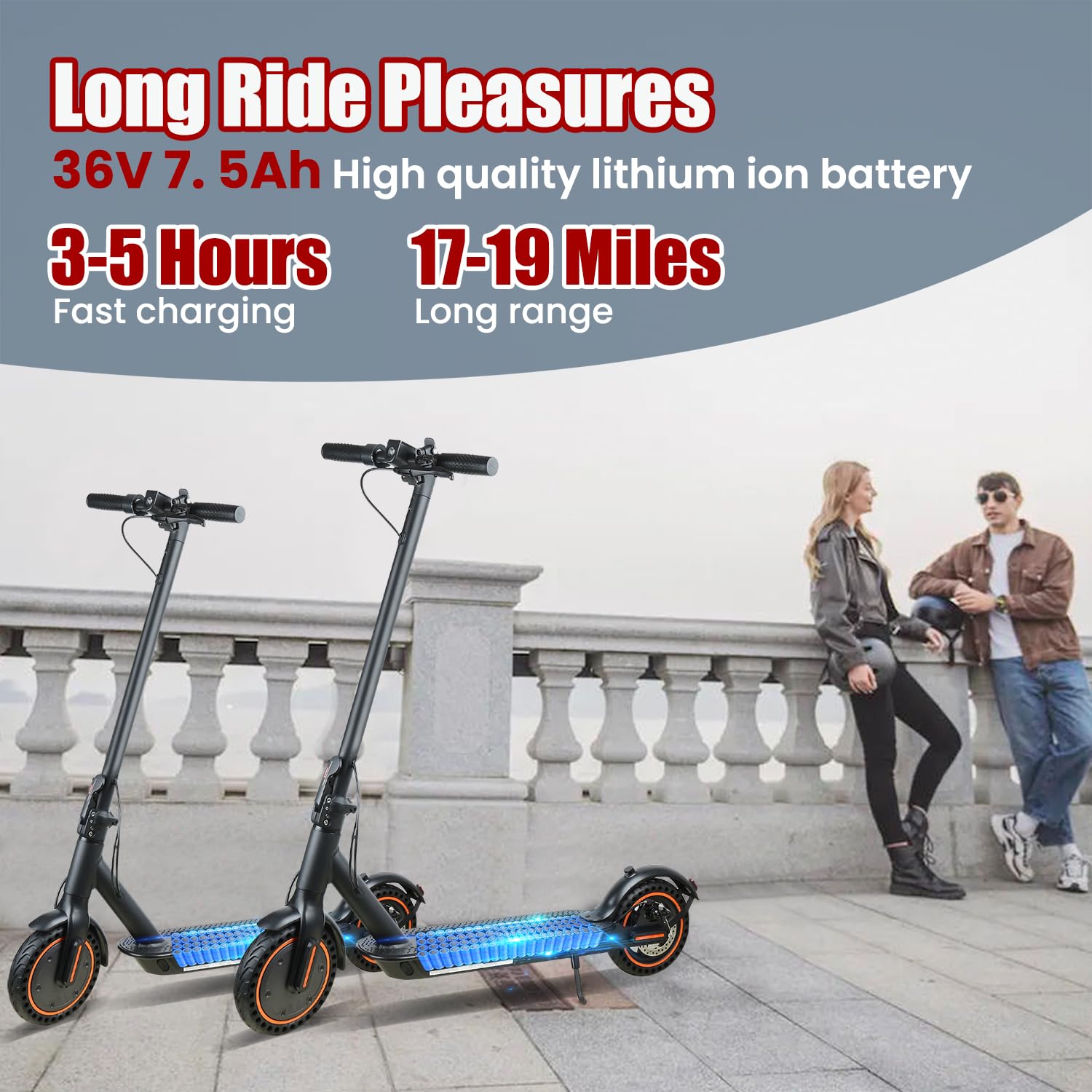 Premium Electric Scooter for Adults - 350W Motor, 19 Miles Range & 19 MPH Speed - 8.5