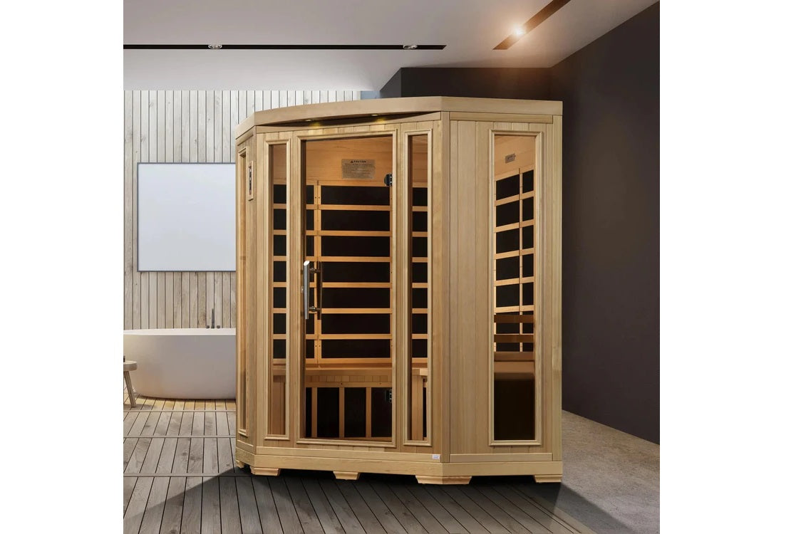 Pro 6 Rebecca 3-Person Corner Far Infrared Sauna with Near Zero EMF - Perfect for Home Relaxation & Detox Therapy