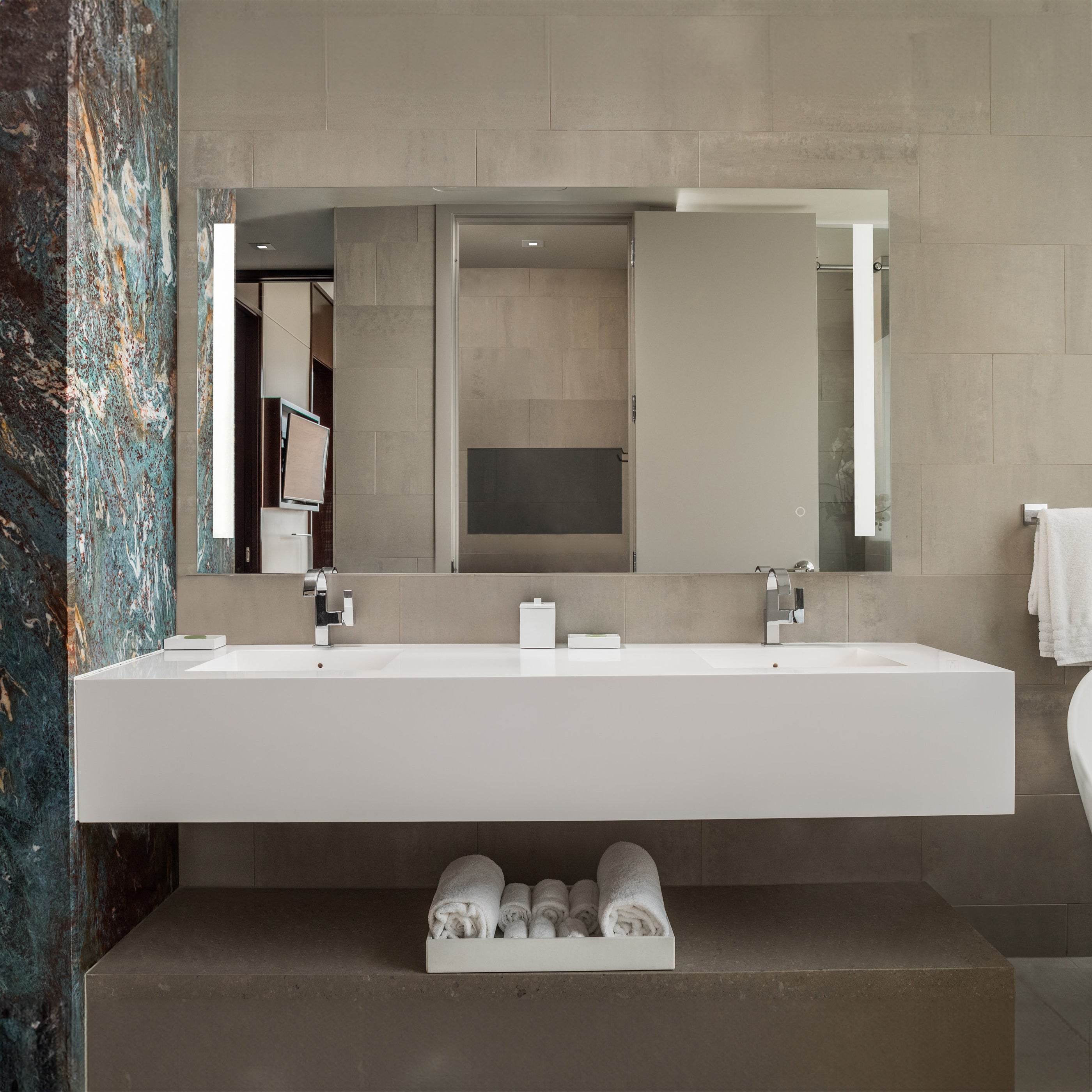 Treviso LED Bathroom Mirror with Adjustable Dimmer & Anti-Fog Function - 4 Size Options for Vanity, Makeup & Home Decor