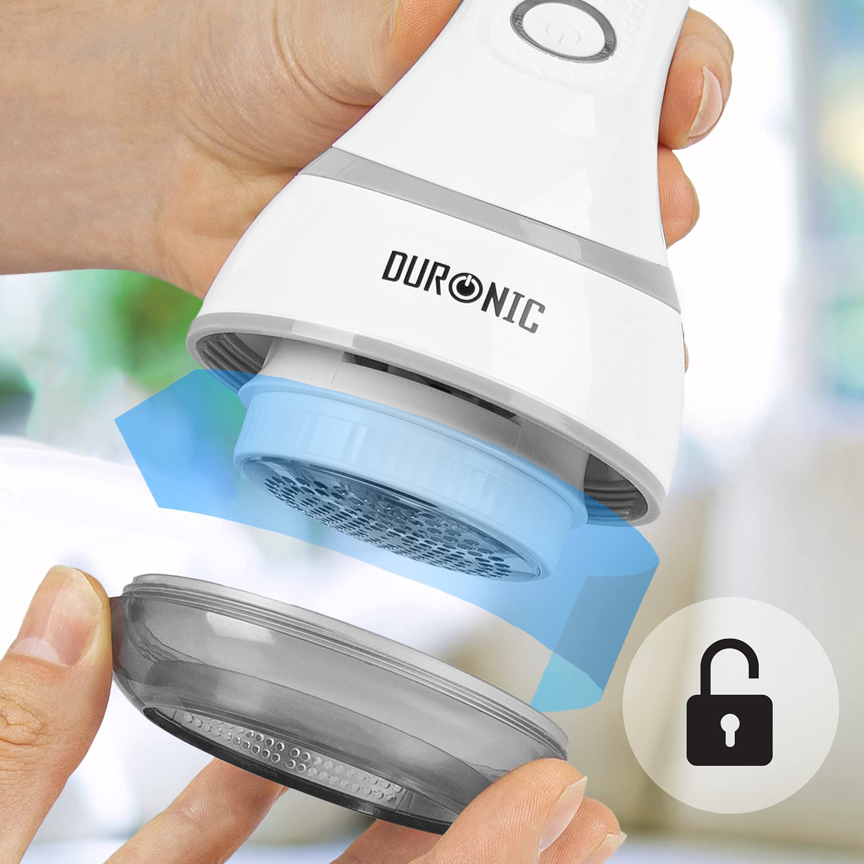 Duronic FS16USB Rechargeable Fabric Shaver & Lint Remover - Portable DeBobbling Machine for Clothes, Sweaters, Couch - USB Charging, Rotating Handle - Perfect for Home, Travel & Wardrobe Maintenance