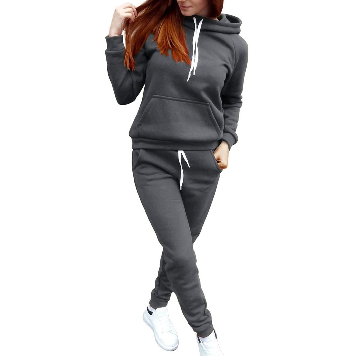 Women's Zip-Up Sweatshirt & Pants Lounge Set - Soft Casual Long Sleeve Sweatshirt & Joggers Outfit - Cozy Matching Loungewear for Home, Yoga & Relaxation