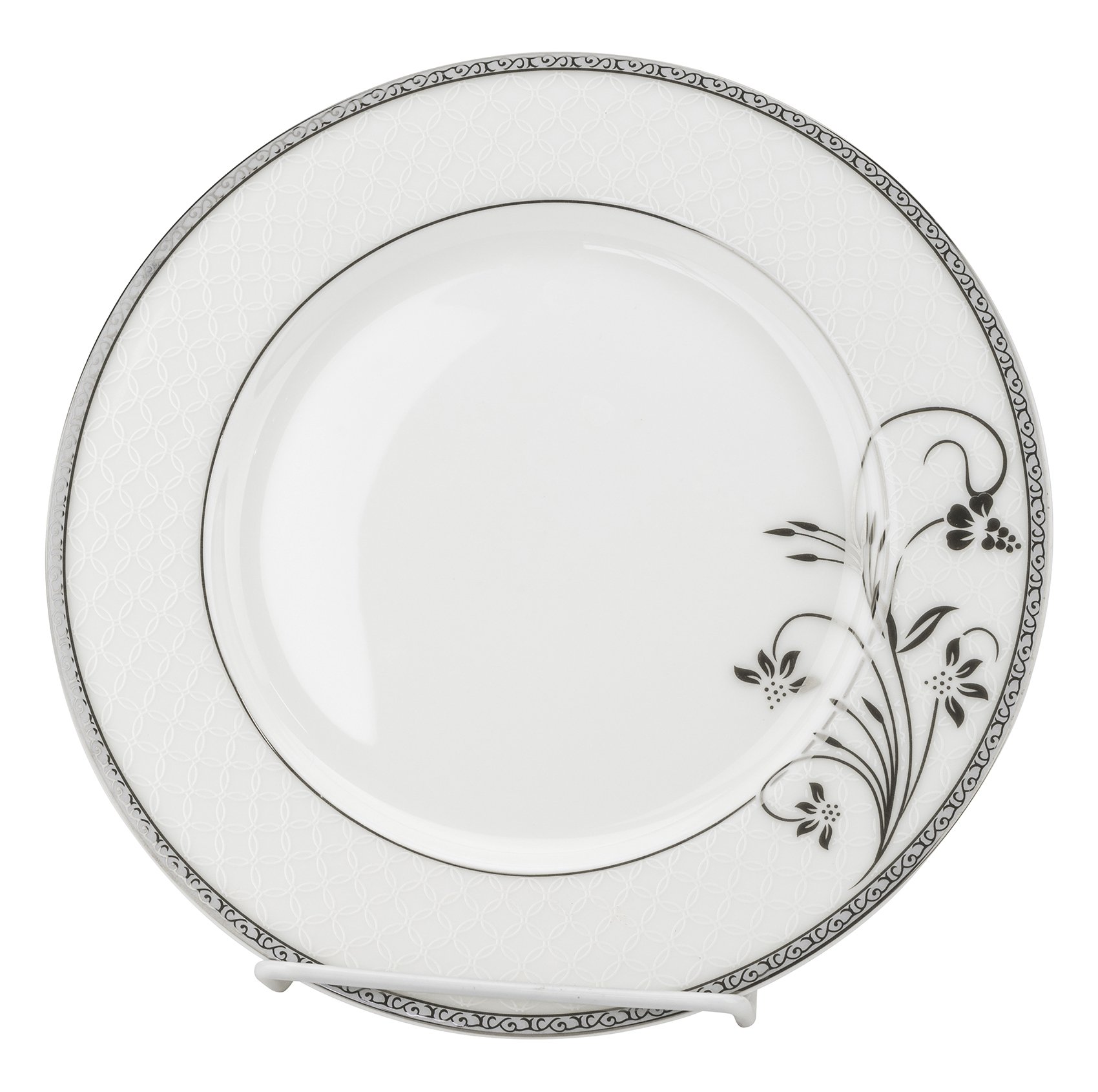 28-Piece Porcelain Dinnerware Set - Elegant Bone China Service by Lorren Home Trends/Viola Design - Includes Dinner Plates, Soup Bowls, Salad Plates, Butter Dishes, Coffee Cups with Saucers & Dessert Bowls - Perfect for Formal Dining, Holiday Entertaining & Everyday Use