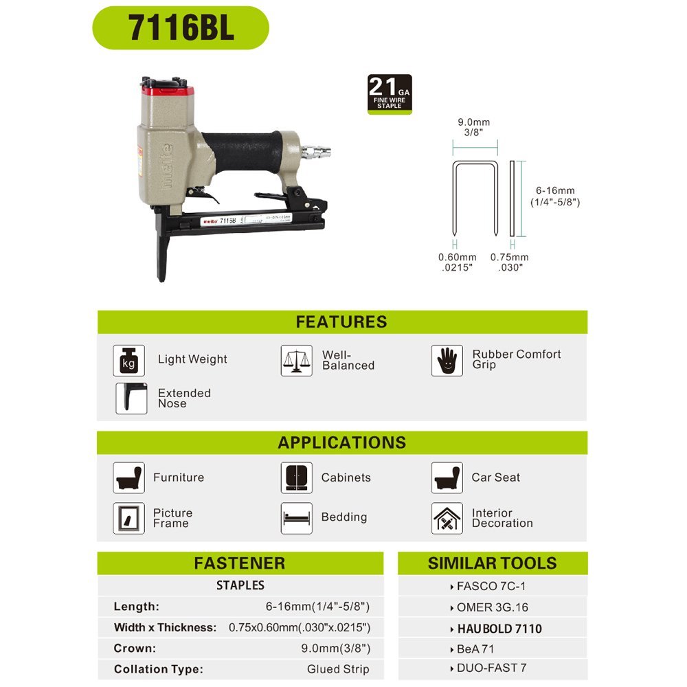 Meite 7116BL Heavy Duty Staple Gun with 2 Boxes of 3/8