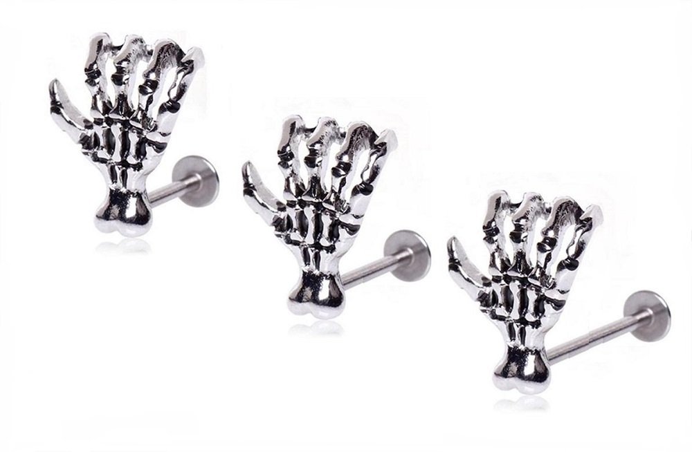 3-Piece Antique Zombie Claw Labret Monroe Lip Rings - 16GA Various Sizes - Perfect for Gothic, Punk, and Alternative Fashion Styles