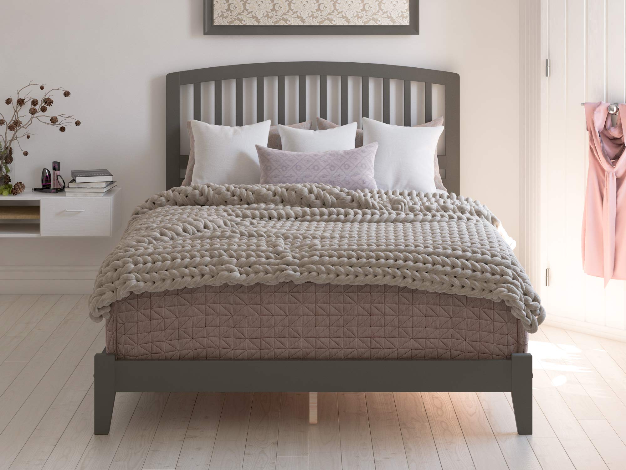AFI Richmond King Platform Bed Frame with USB Charging Ports, Grey - Modern Bedroom Furniture for Convenient Charging & Stylish Sleep Space