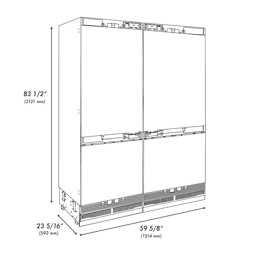 ZLINE 60 Inch 32.2 cu ft Built-In French Door Refrigerator with Bottom Freezer, Water Dispenser & Ice Maker - Graphite Gray Interior (GRBIV 60) | Perfect for Modern Kitchens, Open Concept Homes & Luxury Appliances