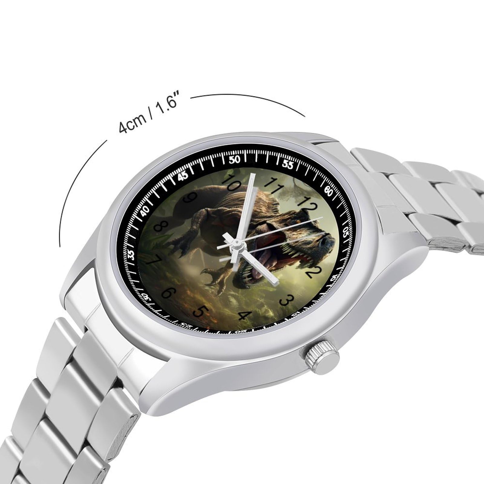 Dinosaur Automatic Watch for Men & Women - Stainless Steel Alloy Bracelet, Fashion Quartz Wristwatch | Perfect for Daily Wear, Office & Outdoor Activities
