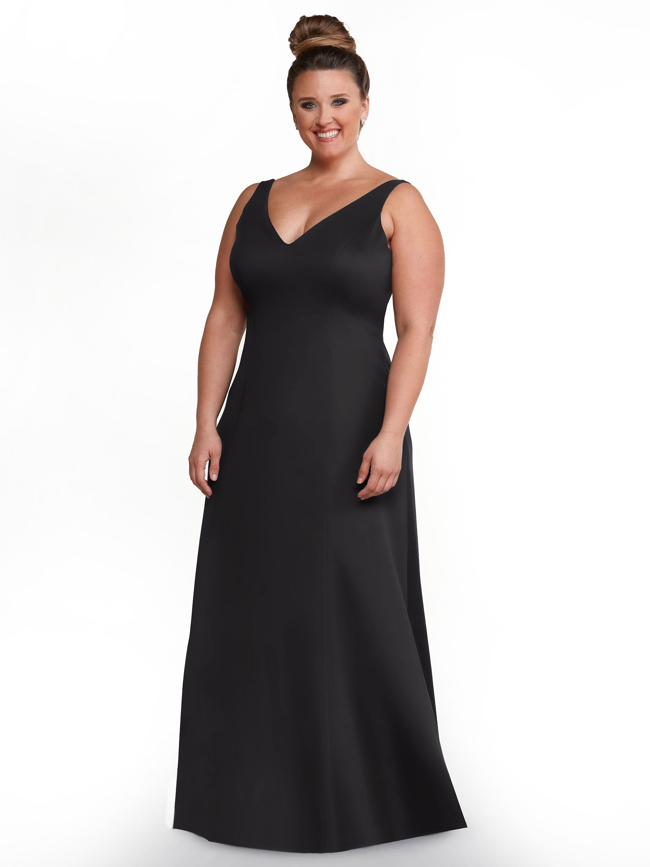 Elegant 83043 A-Line Double Knit Bridesmaid Dress with V-Neck - Perfect for Weddings, Formal Events & Special Occasions