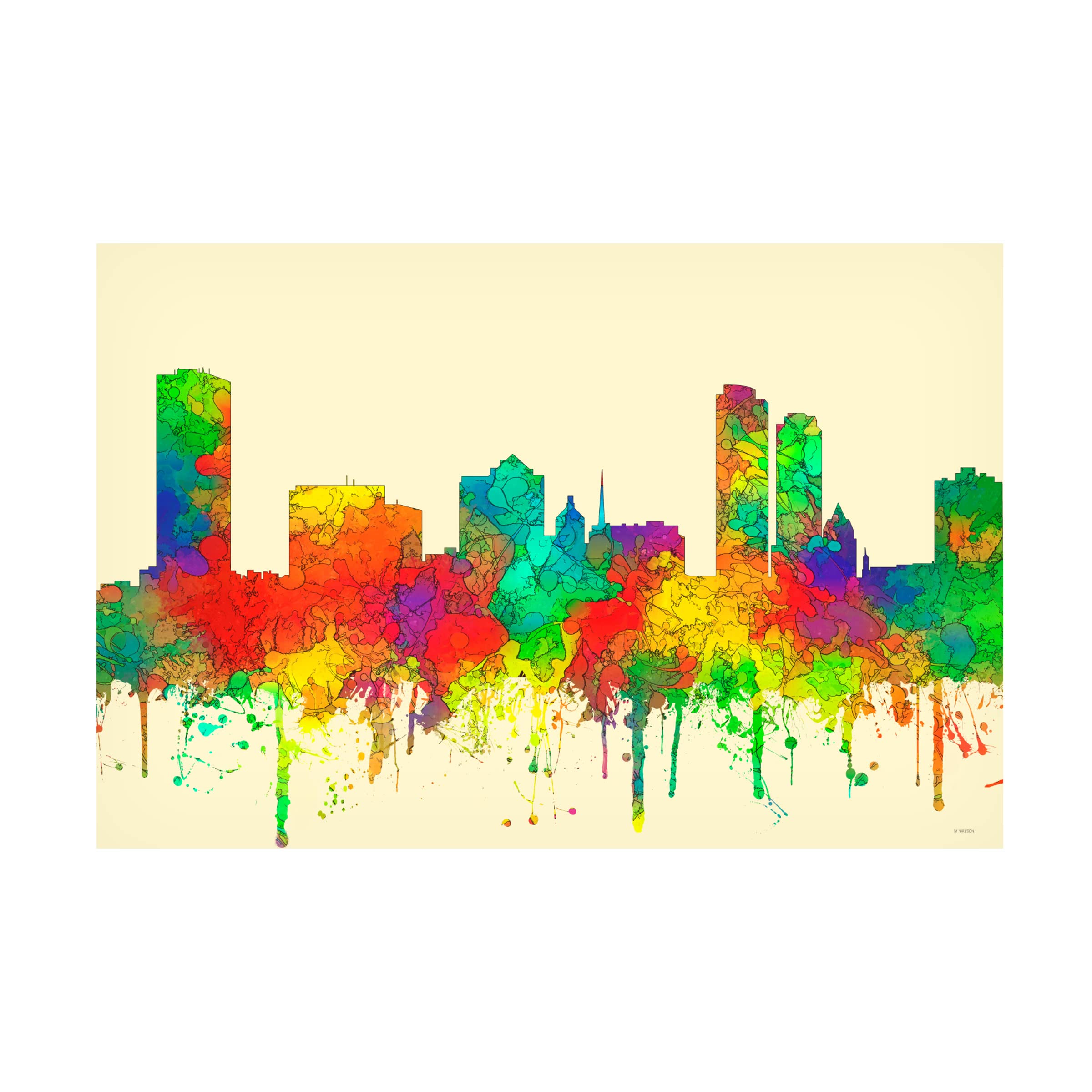 Trademark Fine Art 'Milwaukee Wisconsin Skyline SG' Canvas Print by Marlene Watson - 30x47 Inches - Modern Cityscape Wall Decor for Living Room, Office & Home