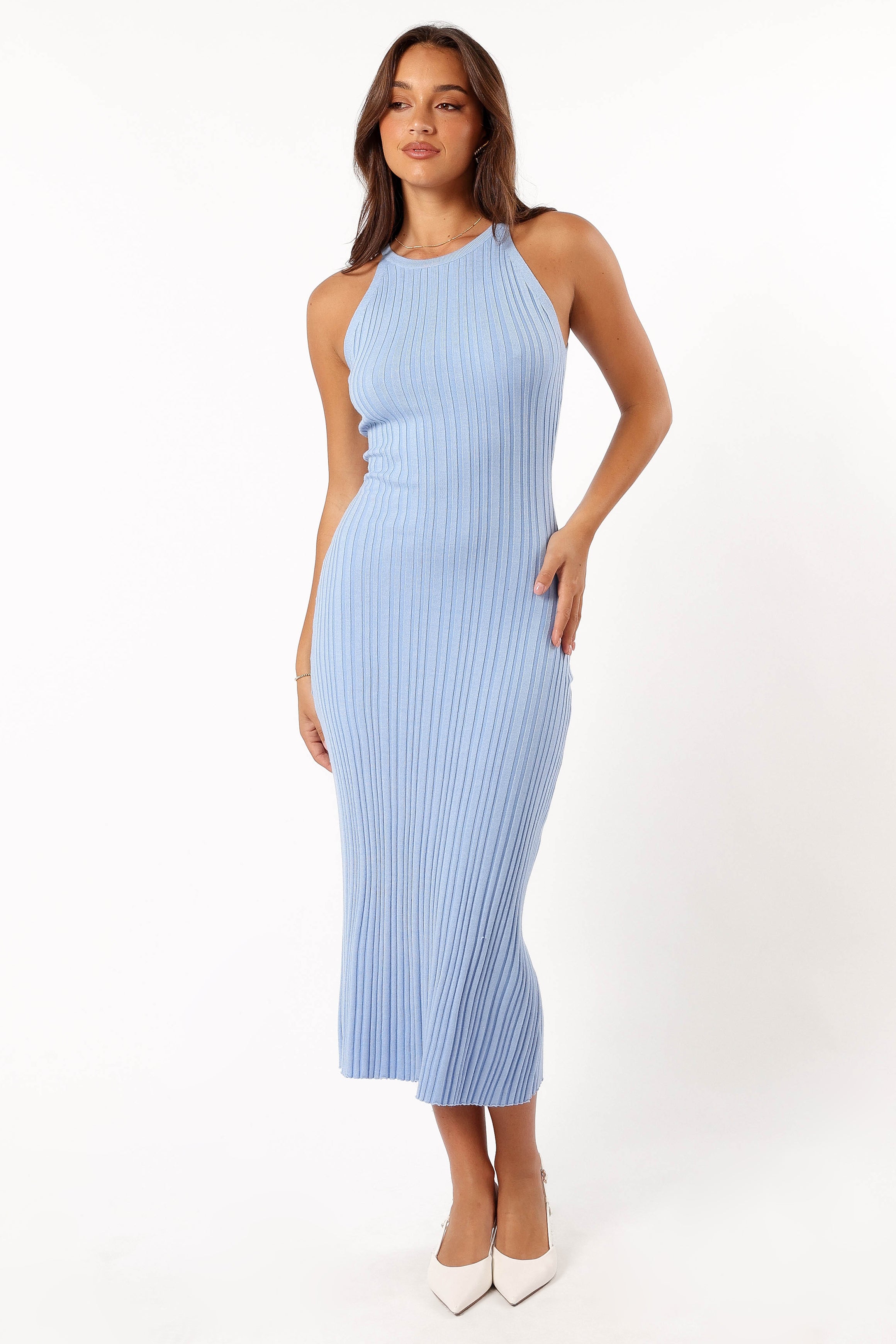 Brighton Maxi Dress for Women - Elegant Dusty Blue Flowy Long Dress for Summer, Beach, and Casual Wear
