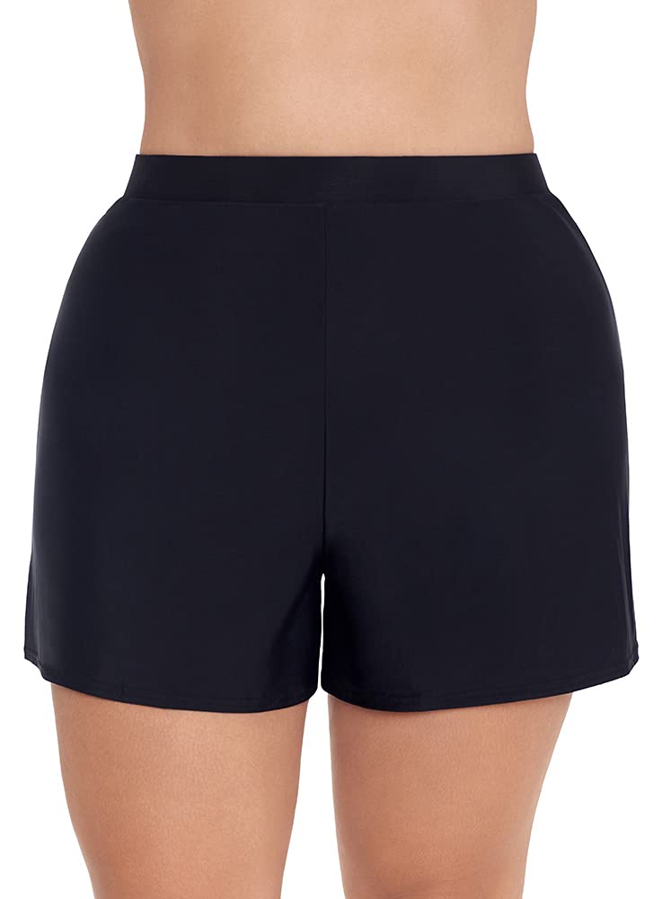 Miraclesuit Women's Plus Size Tummy Control High Waist Swim Shorts - Slimming Bathing Suit Bottom for Beach, Pool & Vacation | Comfortable Swimwear for Curvy Women
