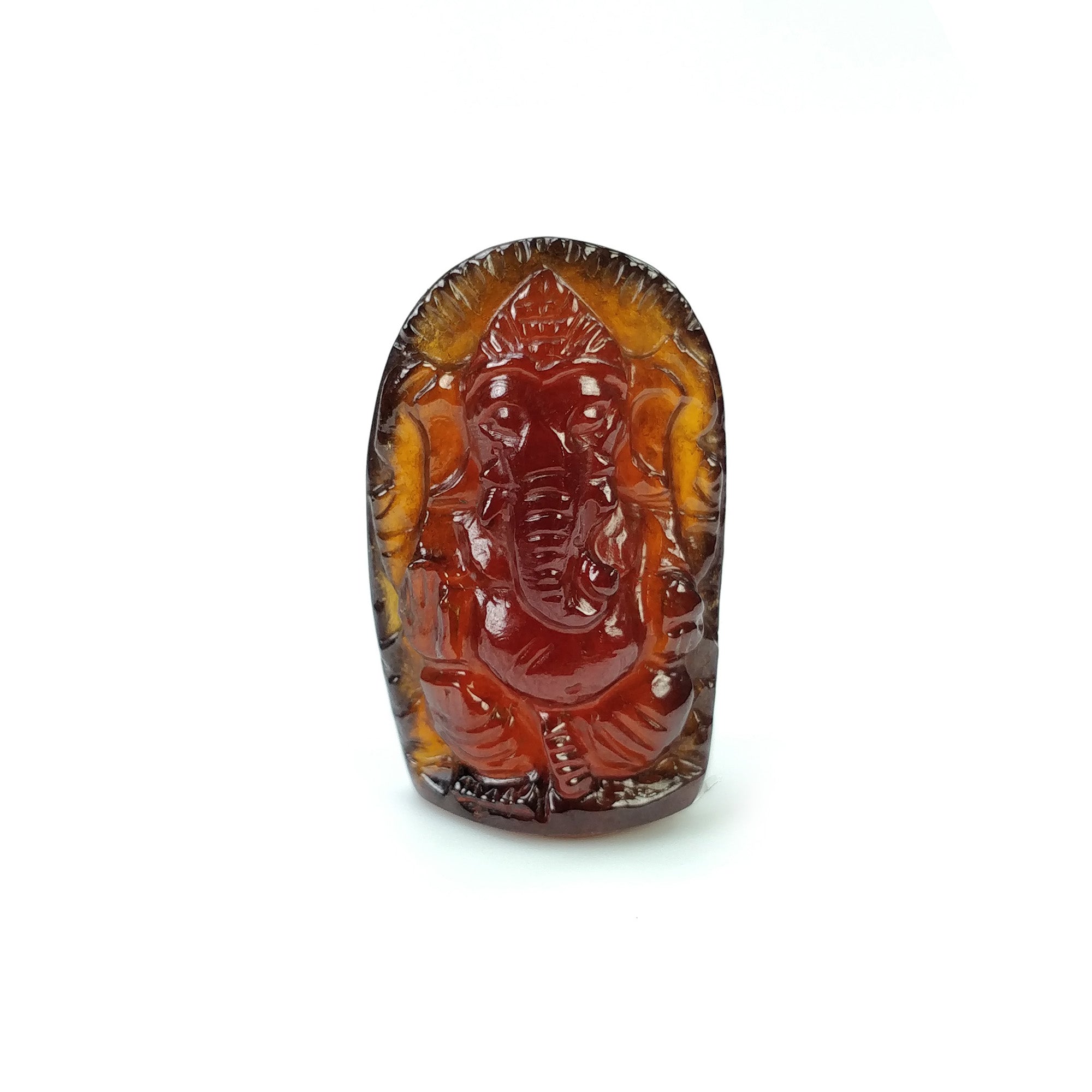 Natural Hessonite Garnet Gemstone Carving - 38.55cts Untreated Hand Carved Lord Ganesha 26x16mm | Spiritual Gift, Meditation Aid & Home Decor | Includes Video Proof of Authenticity