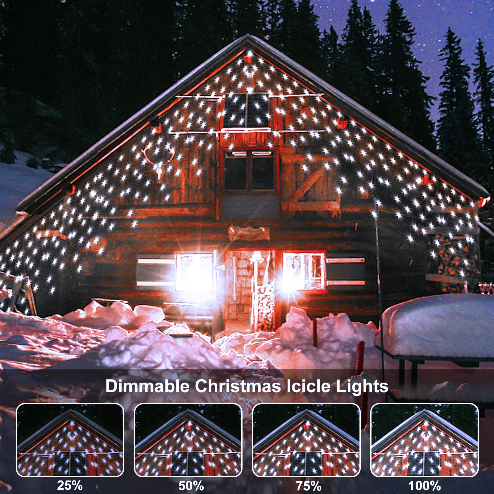102 LED White Icicle Christmas Lights with Timer - 10Ft Outdoor Waterproof String Lights, Dimmable Fairy Lights with 18 Drops & Green Wire for Porch, Roof, Eave - Perfect for Holiday Decor, Party, and Winter Home Decoration