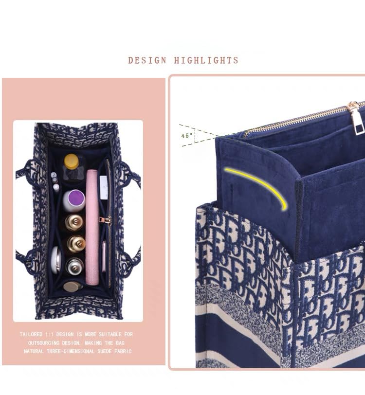 Premium SMART DK Purse Insert Organizer for Dior Book Tote Large Bag - Felt Bag Organizer with Multiple Pockets | Perfect for Travel, Work & Everyday Use