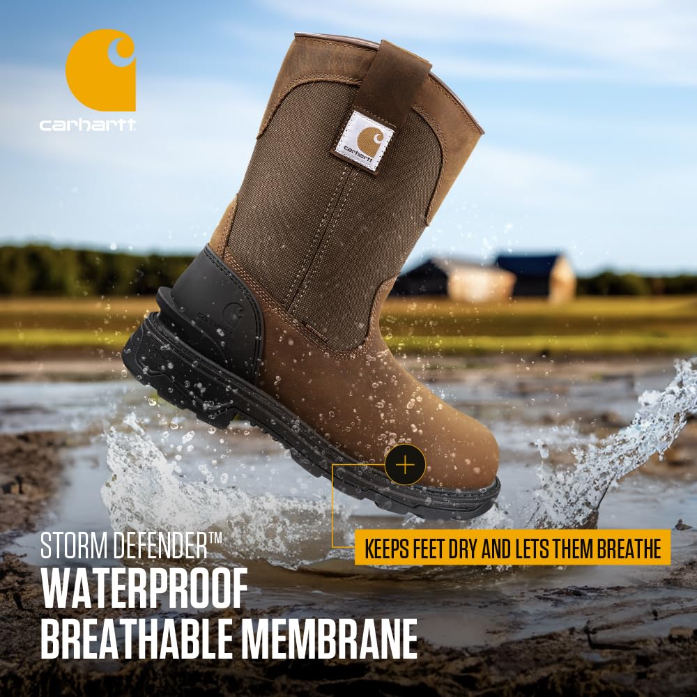 Carhartt Men's Wellington Work Boots - Durable Steel Toe, Waterproof & Comfortable for Construction, Hiking & Outdoor Work