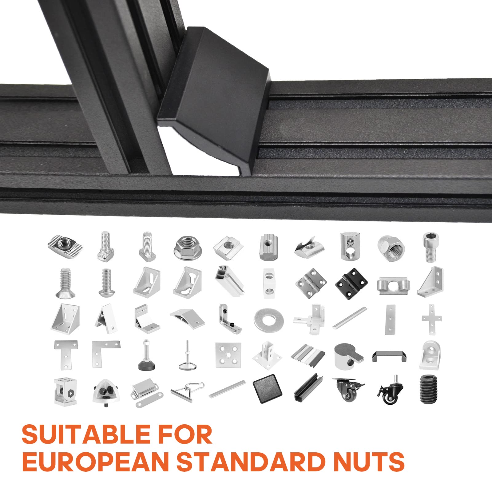 2040 V-Slot Anodized Aluminum Extrusion Linear Rail - European Standard Black (1220mm, 5Pcs) for 3D Printer Parts & CNC DIY Projects | Perfect for Maker Spaces, Robotics, and Industrial Automation