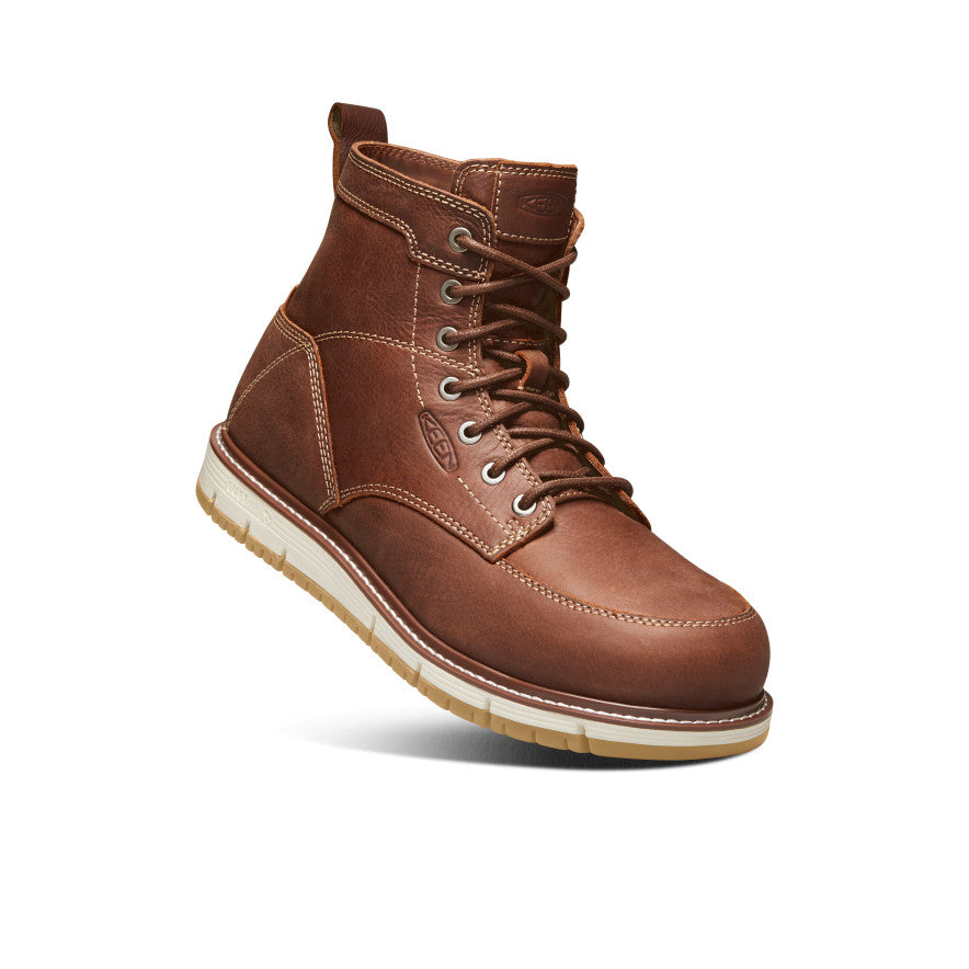 Men's San Jose 6 Aluminum Toe Work Boots - Gingerbread/Gum | Slip-Resistant & Comfortable for Construction, Warehouse & Outdoor Jobs
