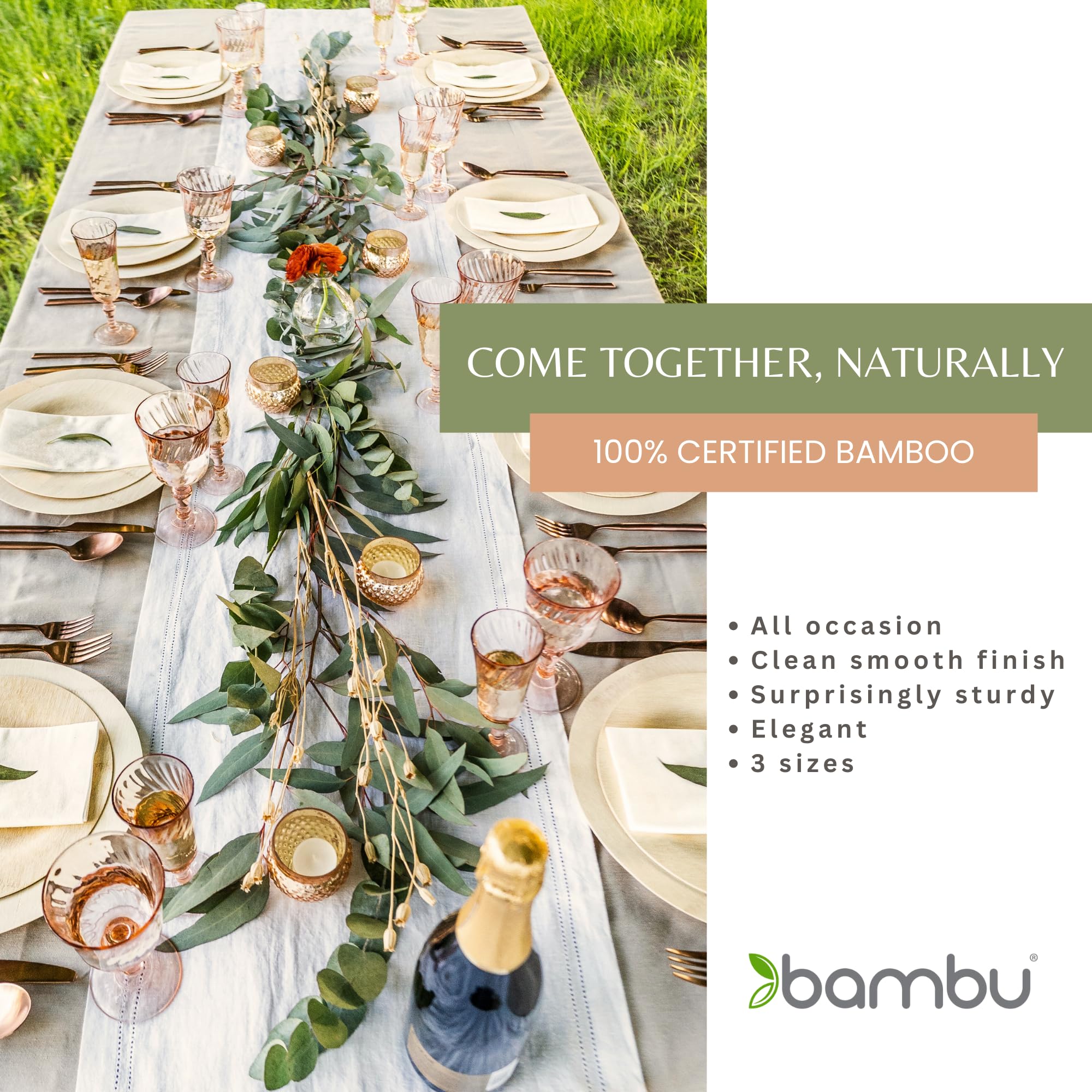 Eco-Friendly 9 Inch Disposable Bamboo Plates - Pack of 100 Biodegradable Round Plates for Parties, Weddings, Picnics & Events | Sustainable Dinnerware for Outdoor Gatherings, BBQ, Birthday Celebrations & Catering Services